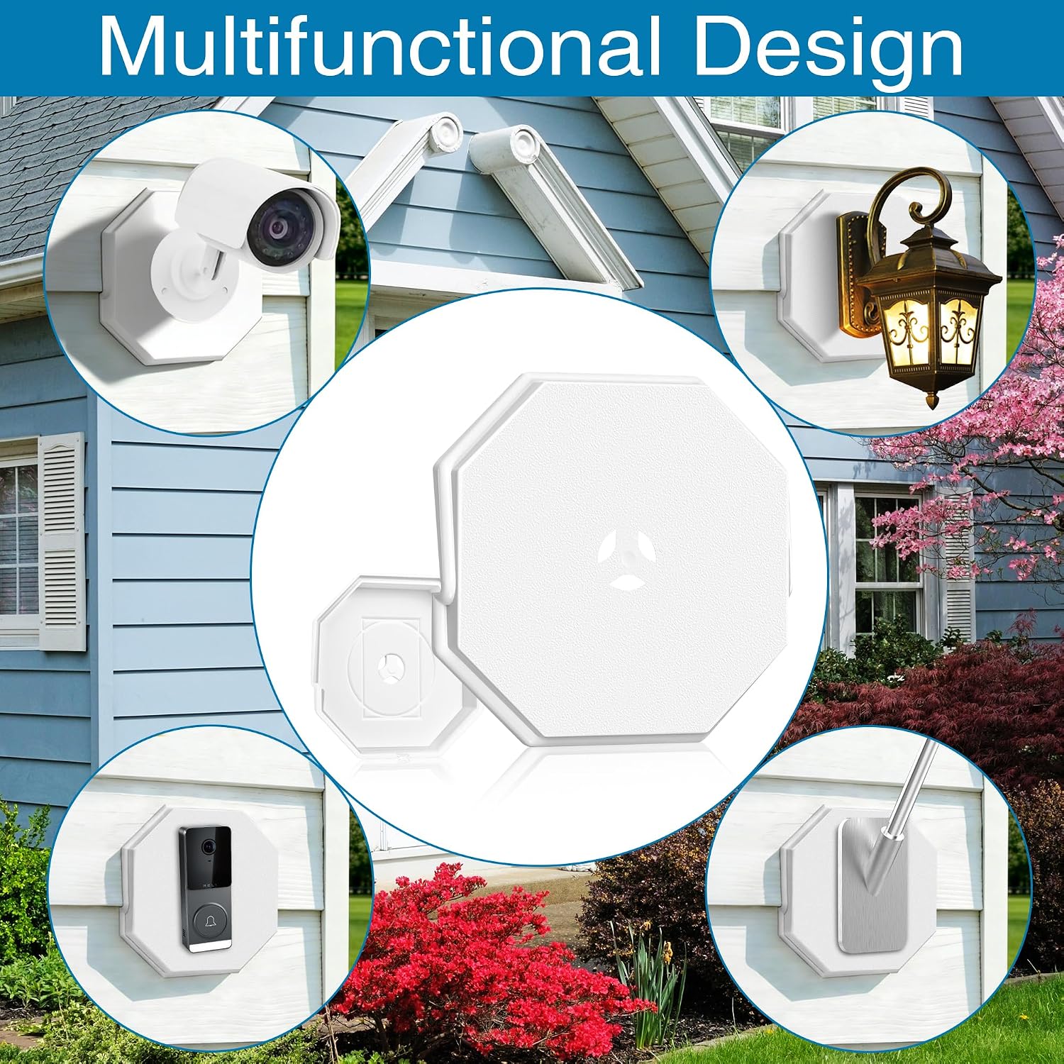 2 Pack White Vinyl Siding Mount Block, 130110006001 Octagon Wall Plate Exterior Light Fixture Installation Kit, Paintable for 1/2 Inch Lap Double and 4 Inch Siding (2, White)