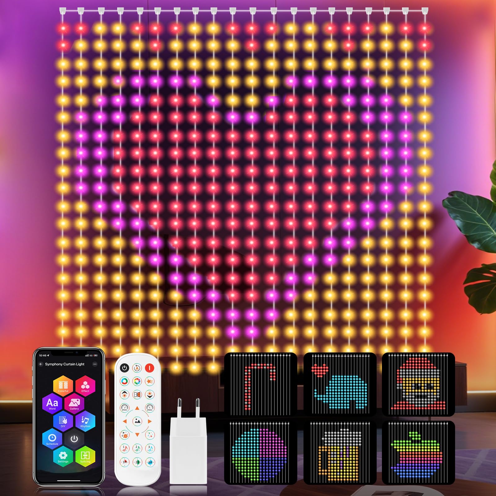 YOOHBERRYS Tenda Luminosa, Luci Per Tende Con 400 LEDs, Telecomando, APP, Sincronizzarsi con la Voce, Timer, DIY Tenda Luminosa per Natale, Feste, Matrimonio, Interni ed Esterni IP65 (2 X 2m)