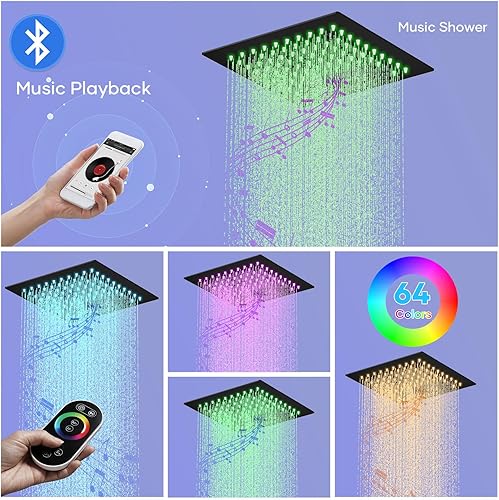 Miniatura 2 de Sistema de ducha termostático con chorros corporales, sistema inteligente de ducha de cuerpo completo de 12 pulgadas con mano, sistema de ducha de