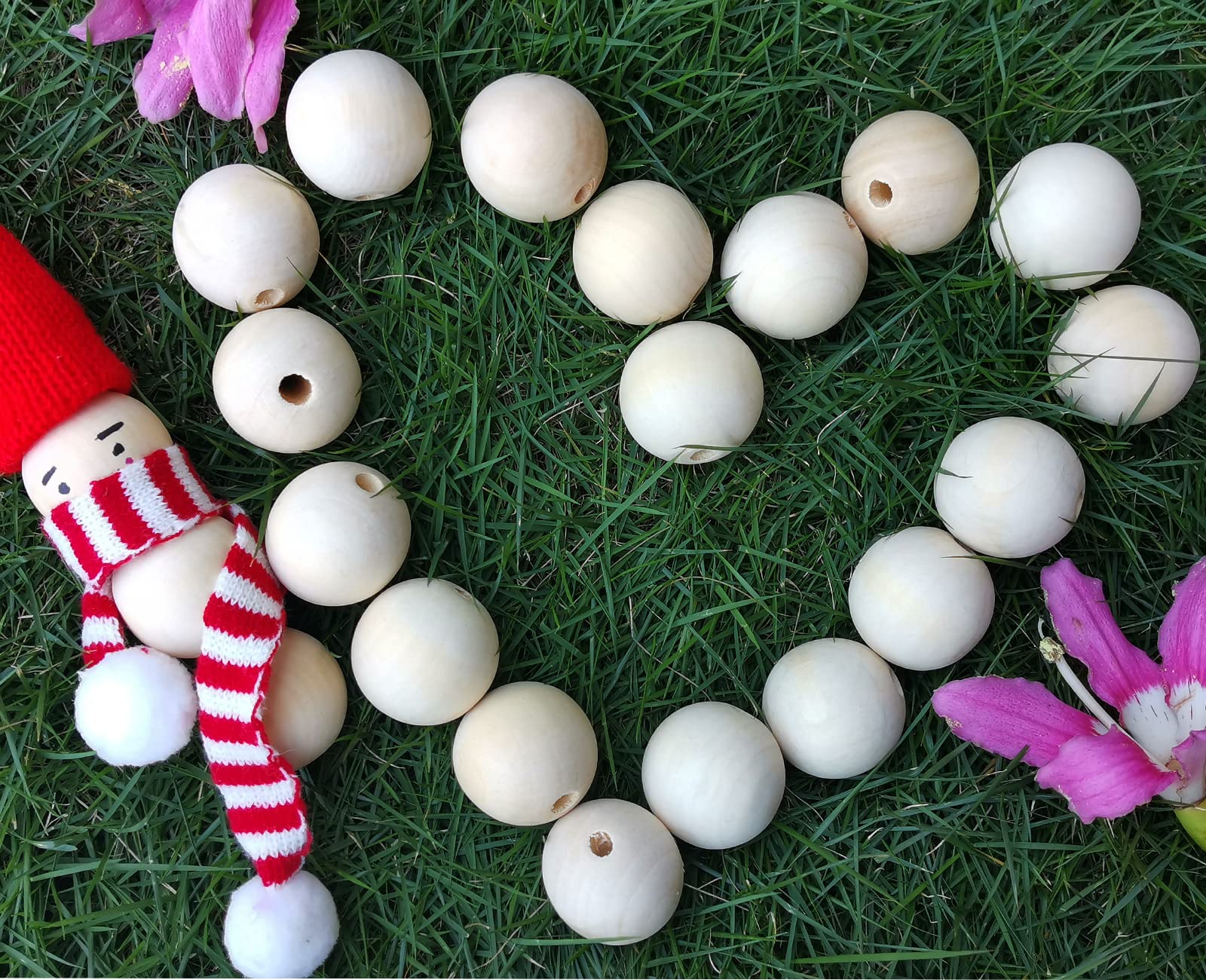 Lot De 150 Perles En Bois Coloré à Grand Trou De 20 Mm, Perles En Bois