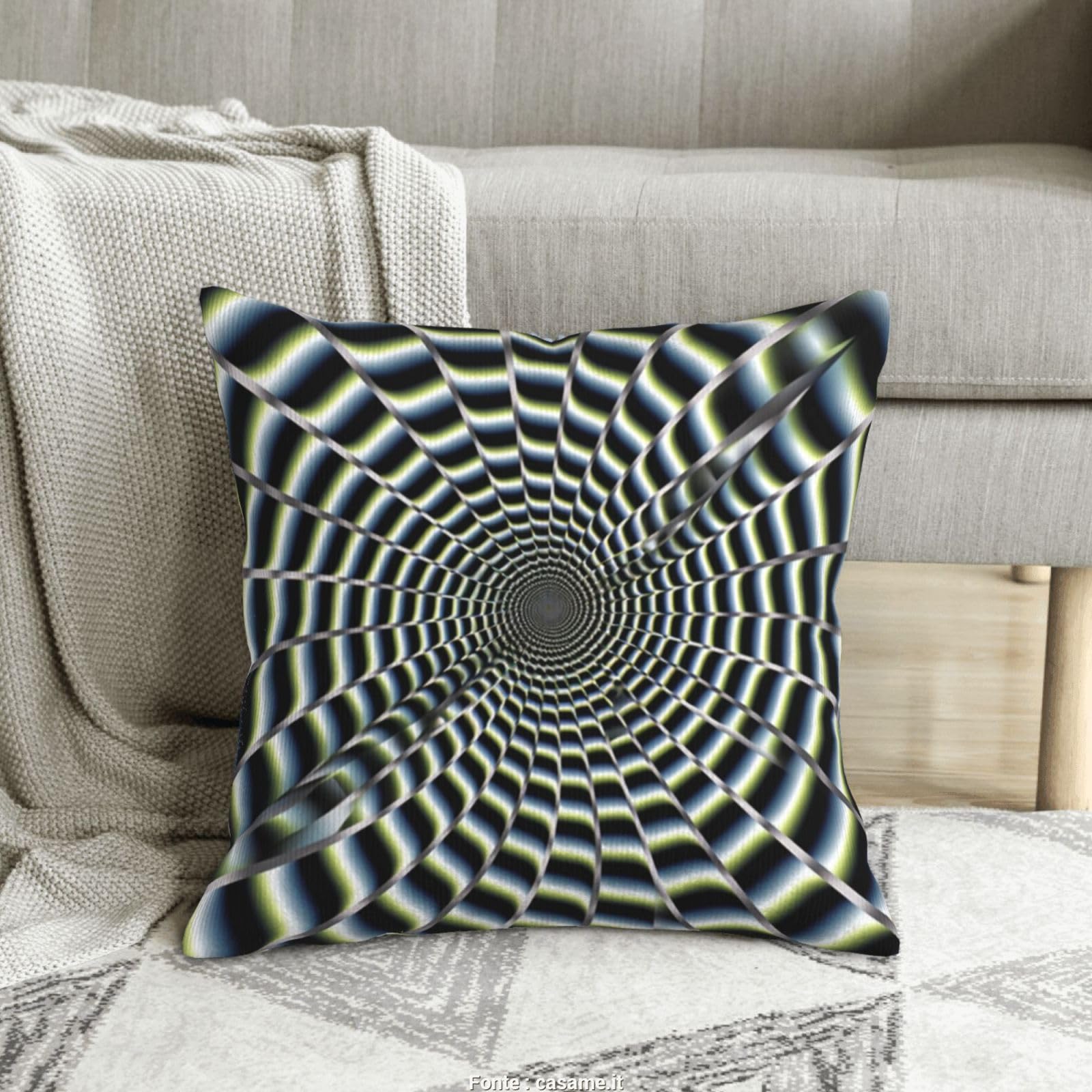 Housse de coussin velours côtelé haut de gamme à relief spirale chic pour lit