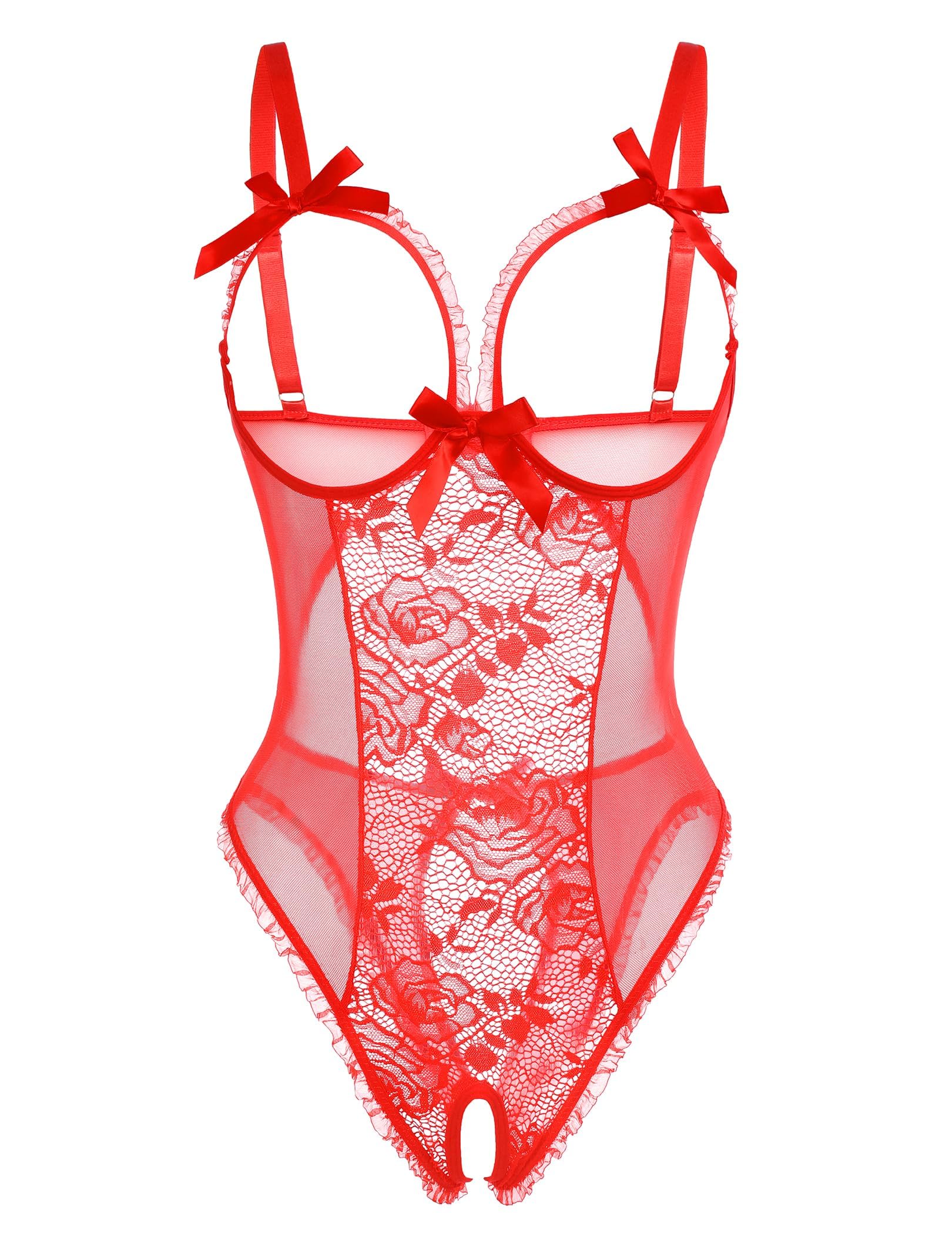 Avidlove Women One Piece Lingerie Sexy Lace Babydoll Mini Bodysuit Large Red#