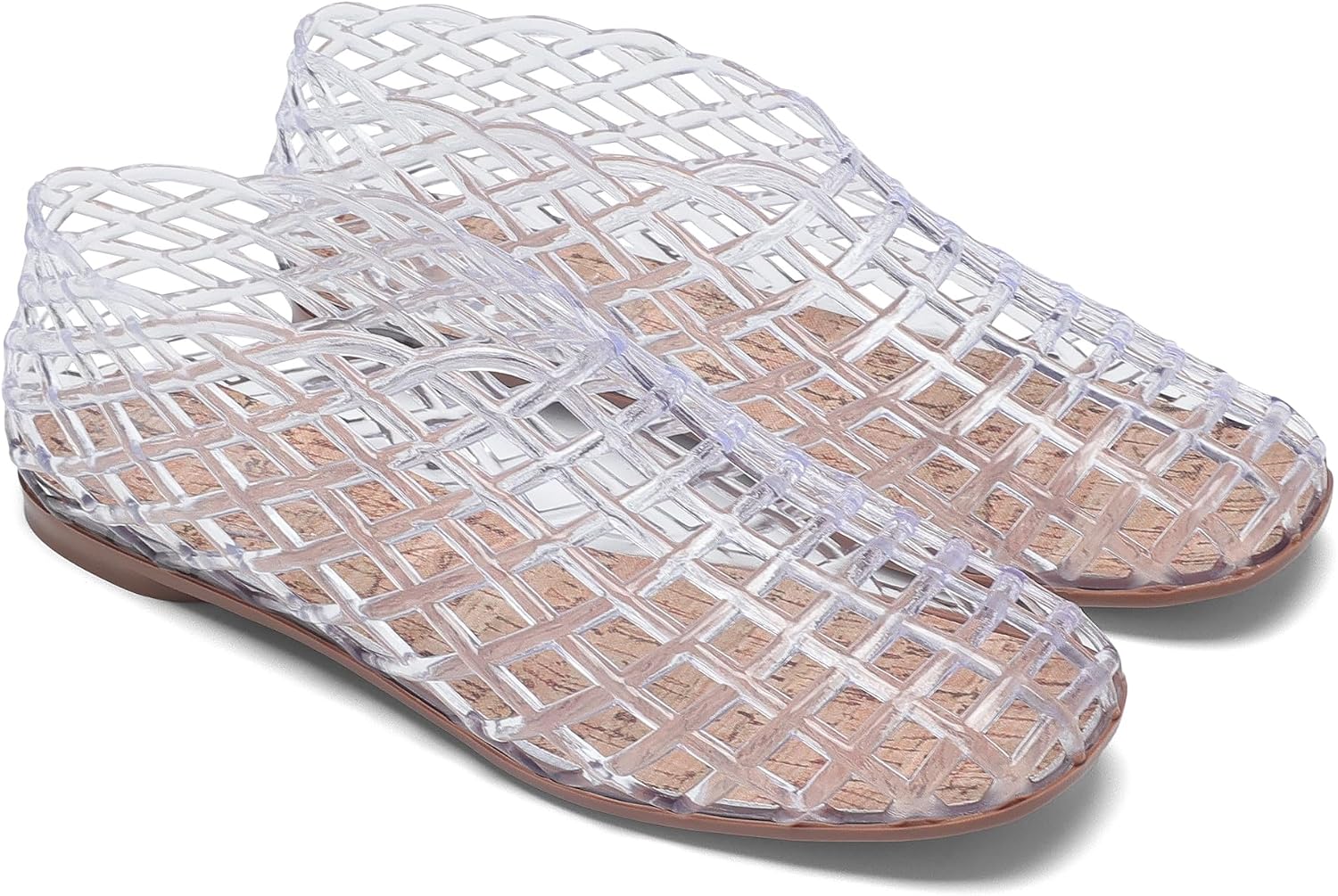 Jelly Mesh Ballet Flats for Women Clear Hollow Jelly Sandals Beach Ballerina Jellies Shoes