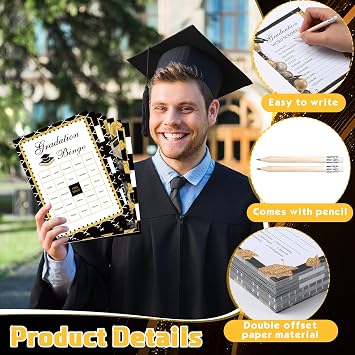 232 Pcs Graduation Trivia Party Games Set Include 207 Graduation Games Question Answer Paper Cards 25 Pencils for Holiday Festival Guessing Activity Party Supplies, 25 Players