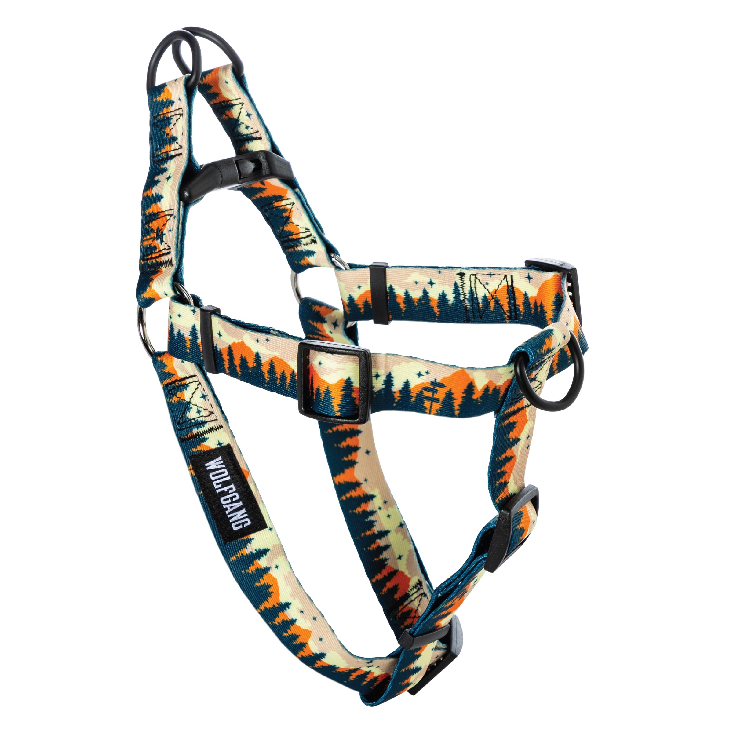Wolfgang Heavy Duty Adjustable Dog Harness, Pull-Tested to Over 800 lbs for Walking & Training, Overland Print, Medium