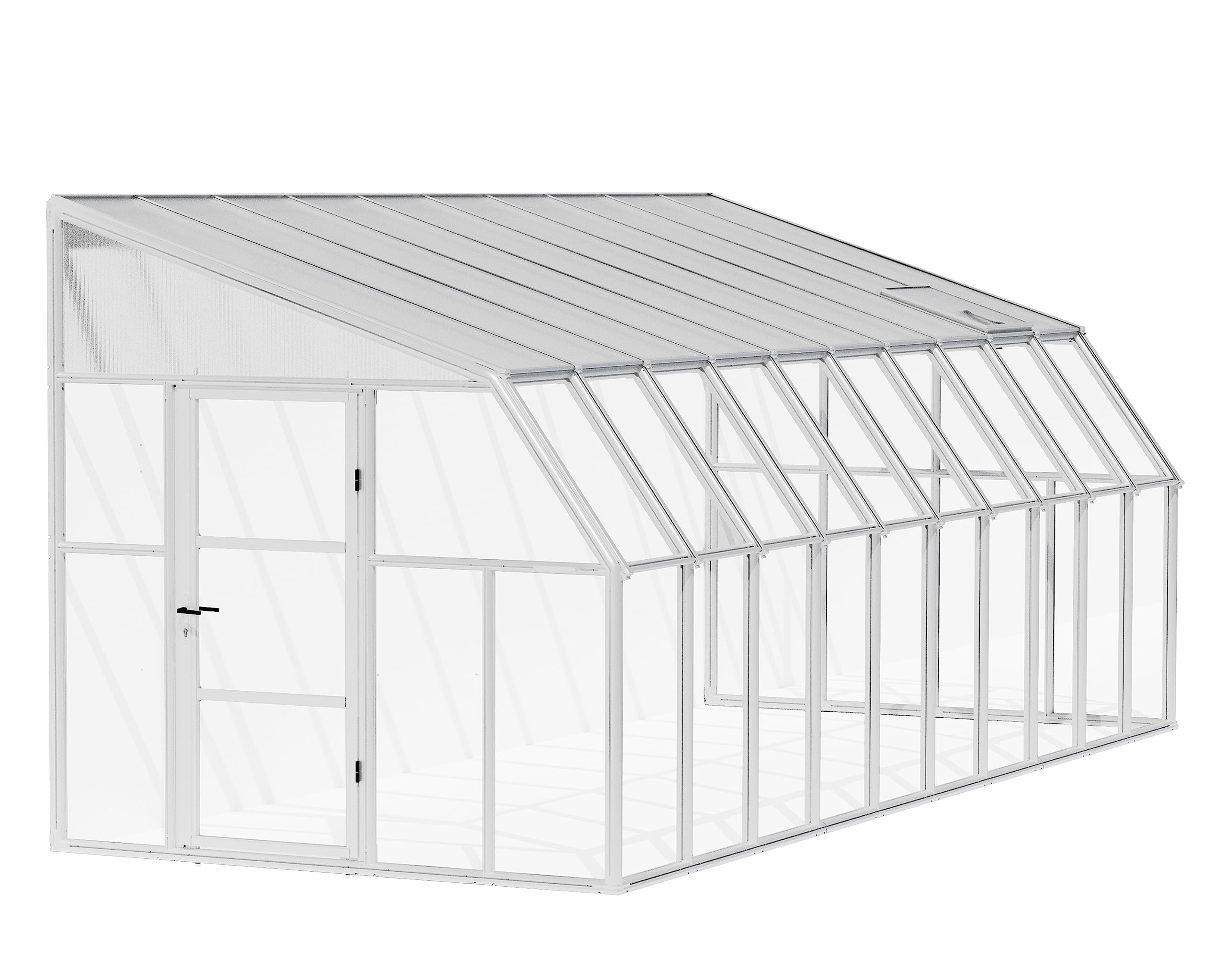 Palram Canopia Rion Sun Room 8 Ft. x 20 Ft. Solarium, Lean-to Greenhouse DIY Kit, Attach to House, Large Twin Wall Polycarbonate, 100% UV Protection