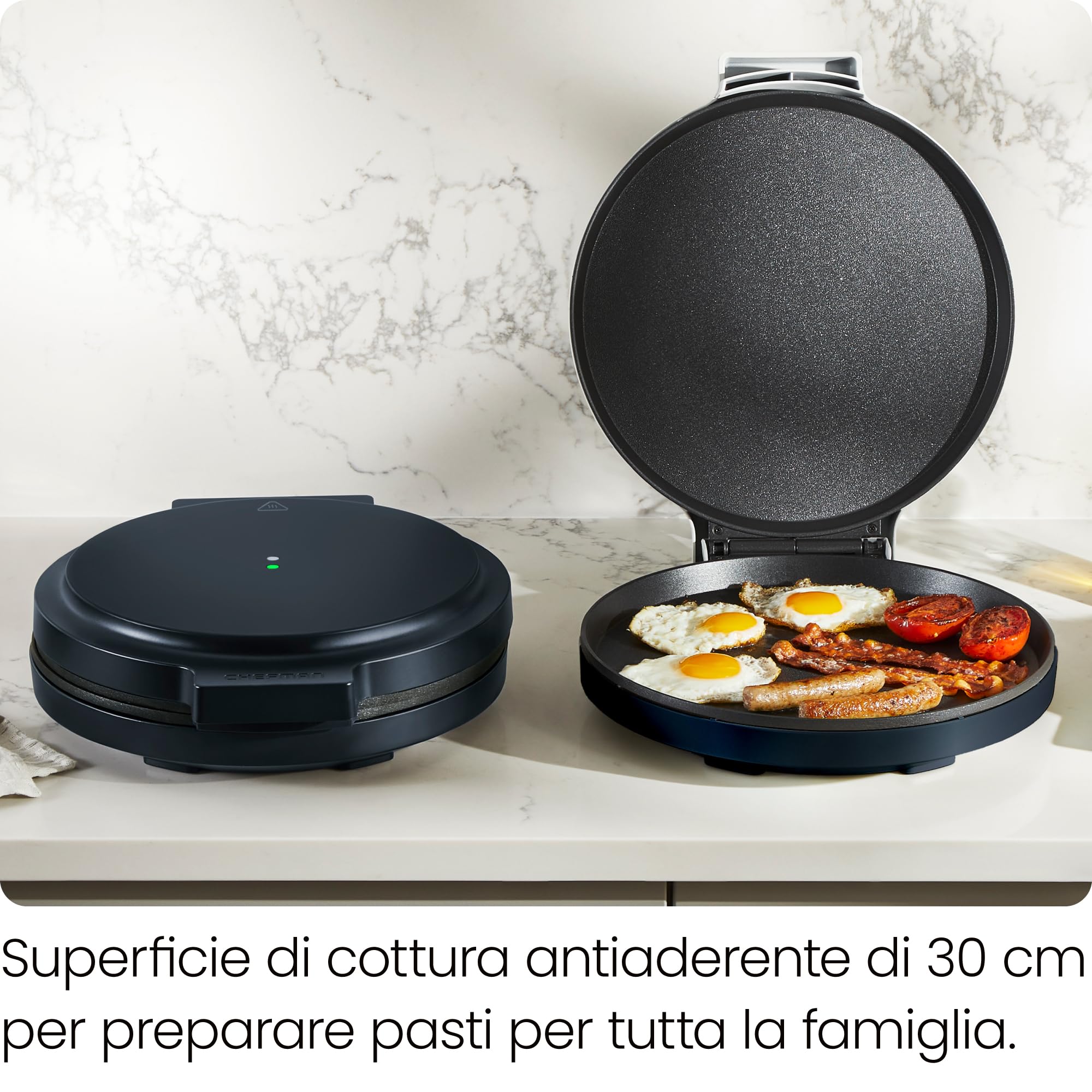 Chefman Everything Maker, Forno Pizza 30cm con Piatti Antiaderenti | elettrico, da bancone, per quesadillas e frittate, luci indicatori, deposito verticale