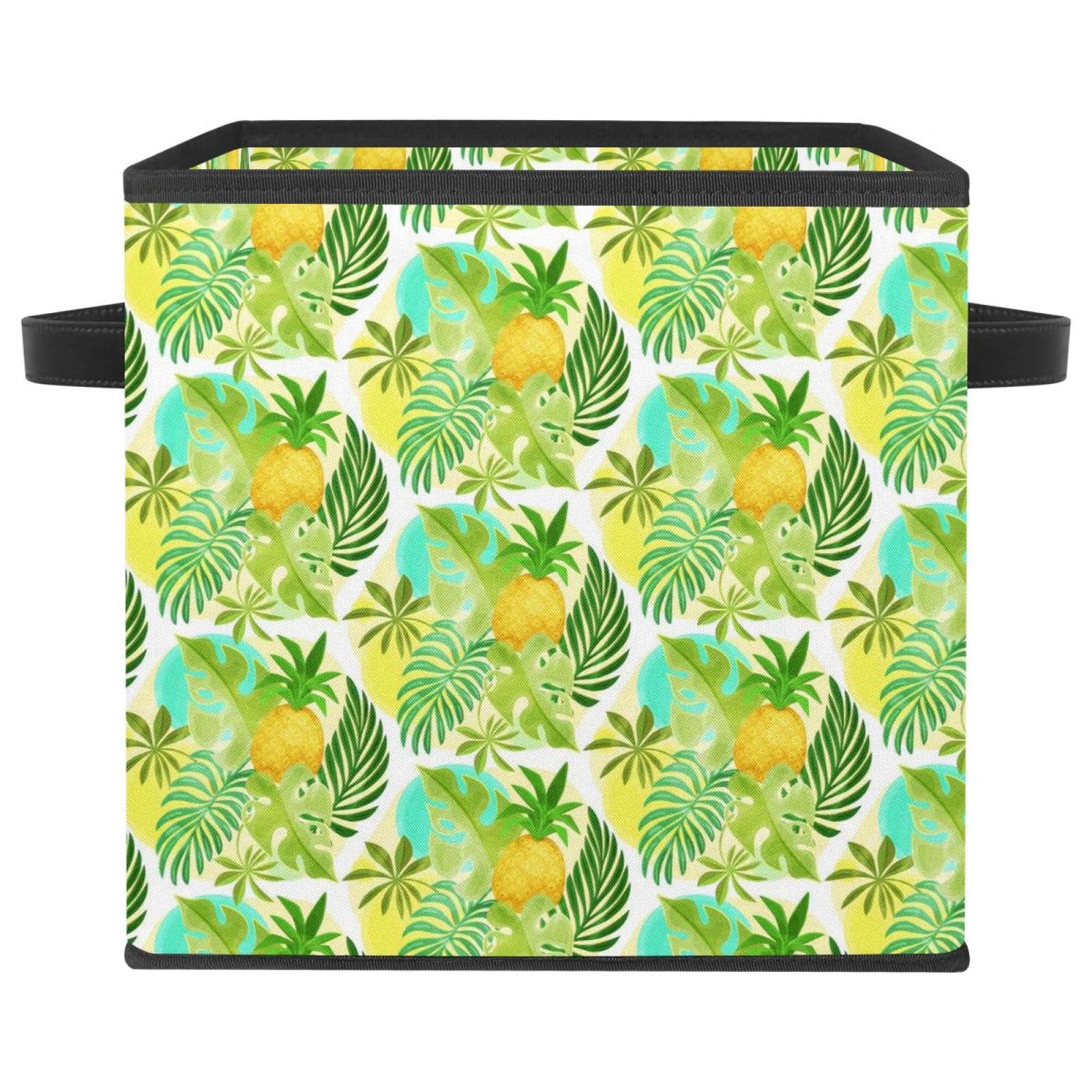 Boîte de rangement pliable motif ananas en tissu cube organisateur pour placard de chambre