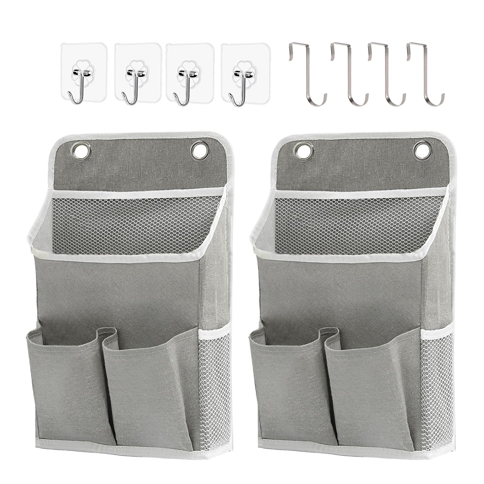 2 Pezzi Organizzatore Appeso Grigio, Organizzatore da Parete con Tasche, Mensola da Porta in Tessuto per Riordino da Appendere per Bagno, Camera da Letto, Uffici