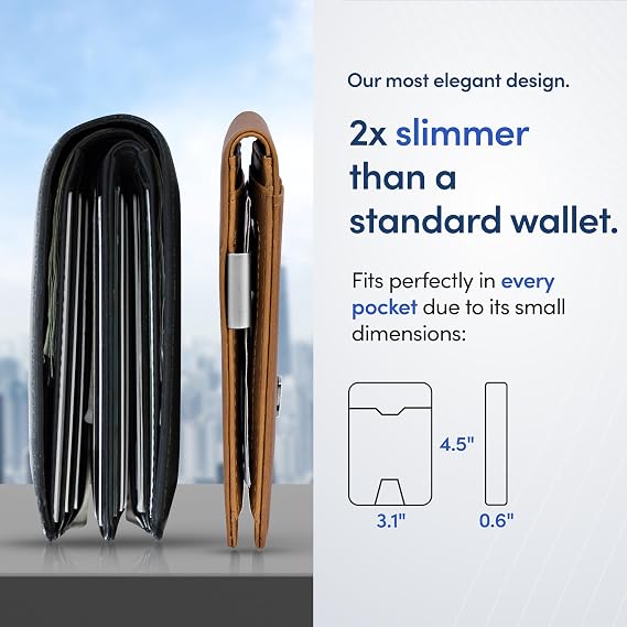 TRAVANDO Money Clip Wallet with AirTag Pocket - RFID Protected Leather Wallet for Men for 11 Cards - including Gift Box (Cognac Brown)