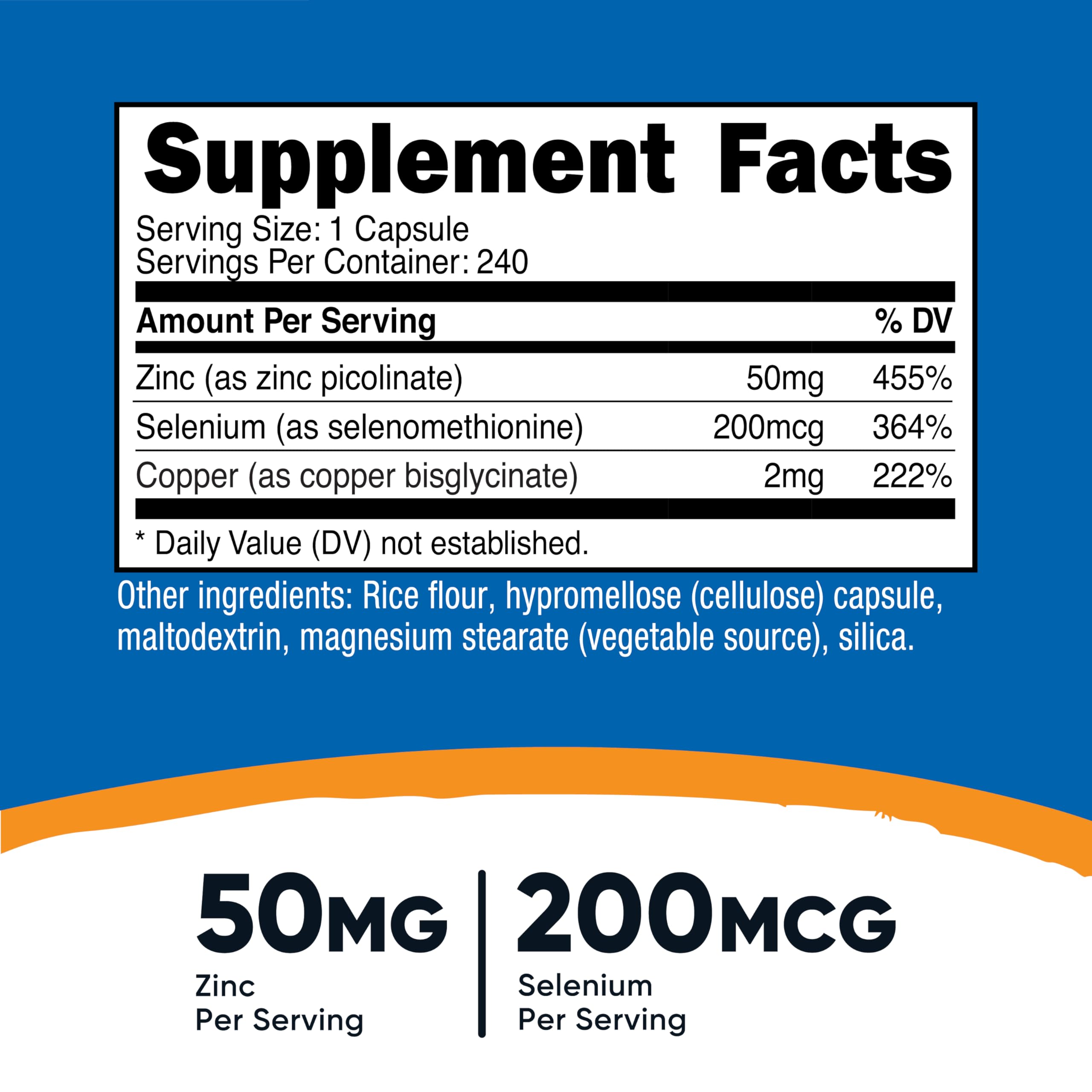 Nutricost Zinc (50mg) with Selenium (200mcg) 240 Capsules, Gluten-Free — Amazon image 2