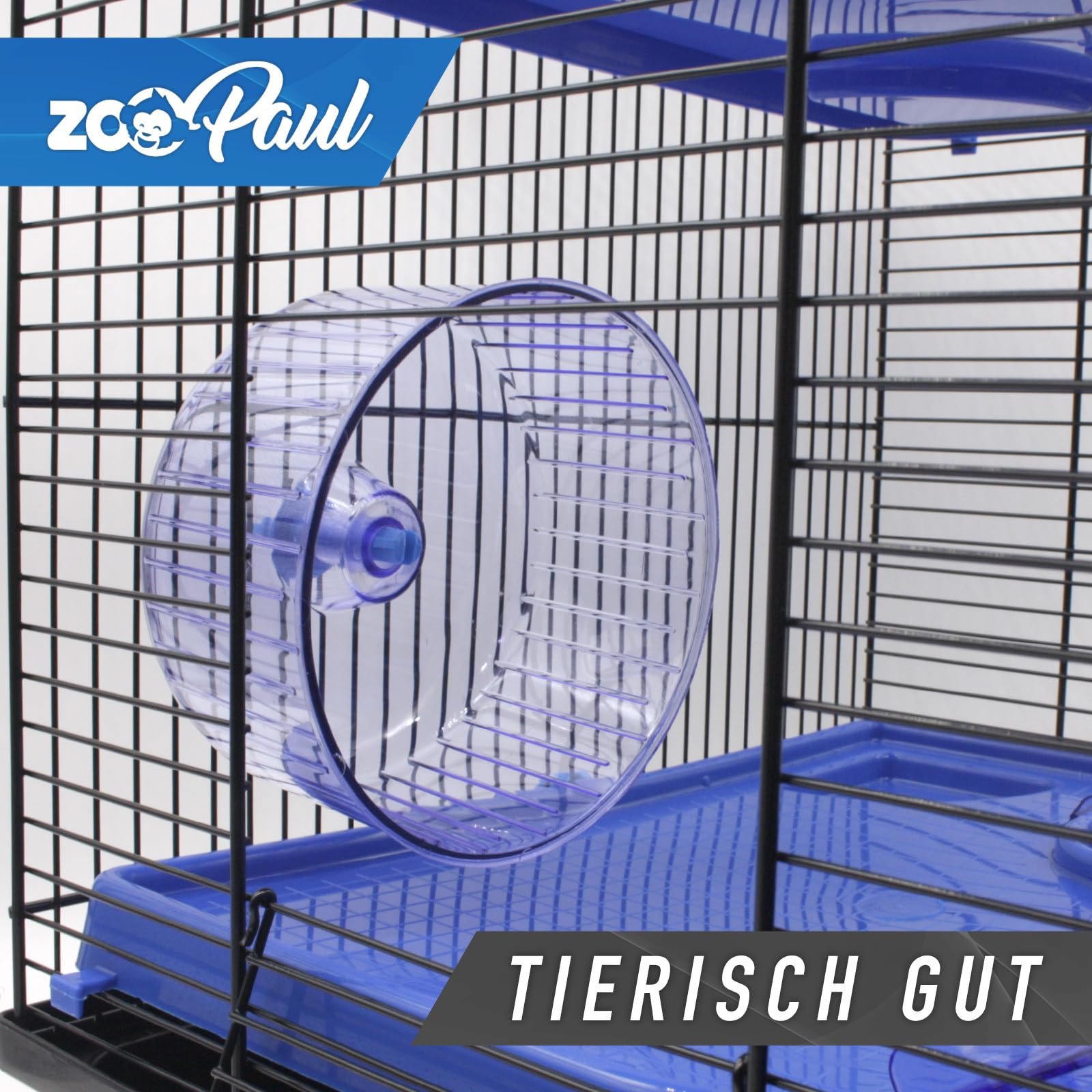 ZooPaul Premium Nagerkäfig XXL für Kleintiere Blau inkl. Zubehör 60x36x54 cm Maus Hamsterkäfig mit Häuschen, Laufrädern, Futternäpfen, Böden und Leitern