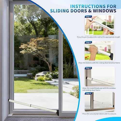 Miniatura 6 de Barra de seguridad para puerta 2 en 1 mejorada 2025 y barra deslizante para ventanas, bloqueadores ajustables de alta resistencia para apartamento,
