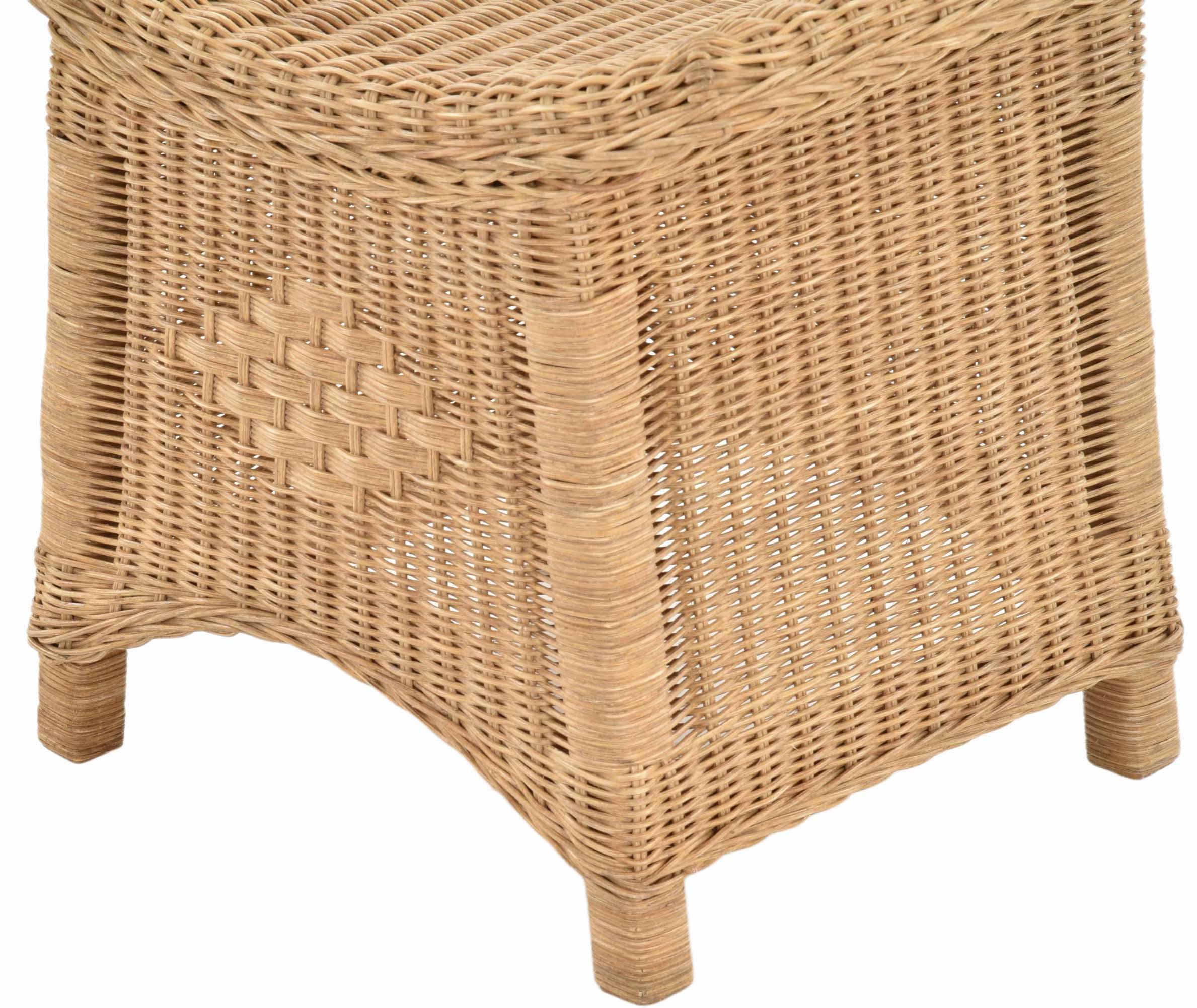 Fußhocker mit geschwungener Ablage, Stabiler Sitzhocker/Schemel/Hocker aus echtem Rattan (Honig - Dunkel)