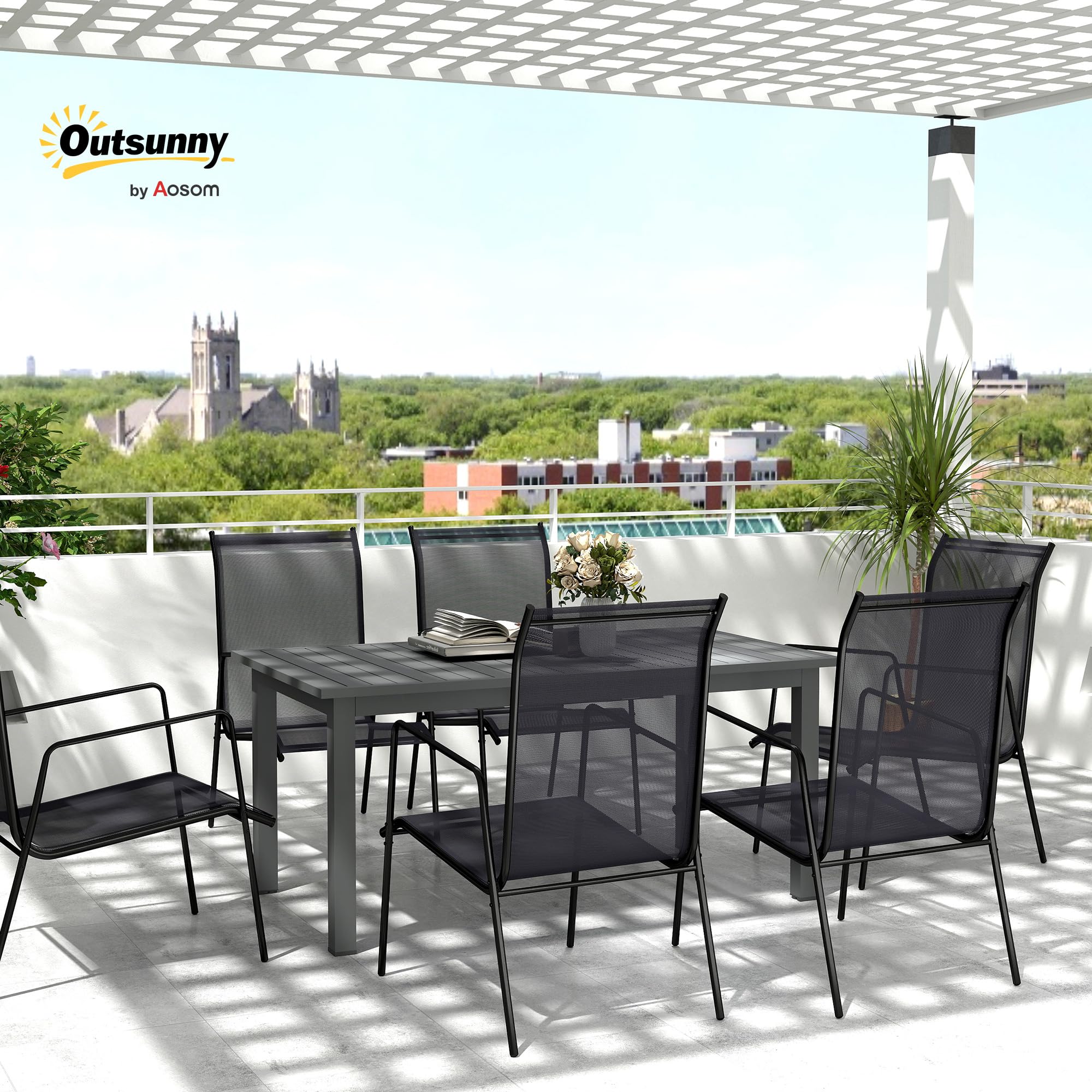 Outsunny Gartentisch Ausziehbar Aluminium Balkontisch 160/220x90 cm Wetterfest Ausziehbar Buffettisch für 6-8 Personen, Outdoor Esstisch für Garten, Terrasse Balkon Grau