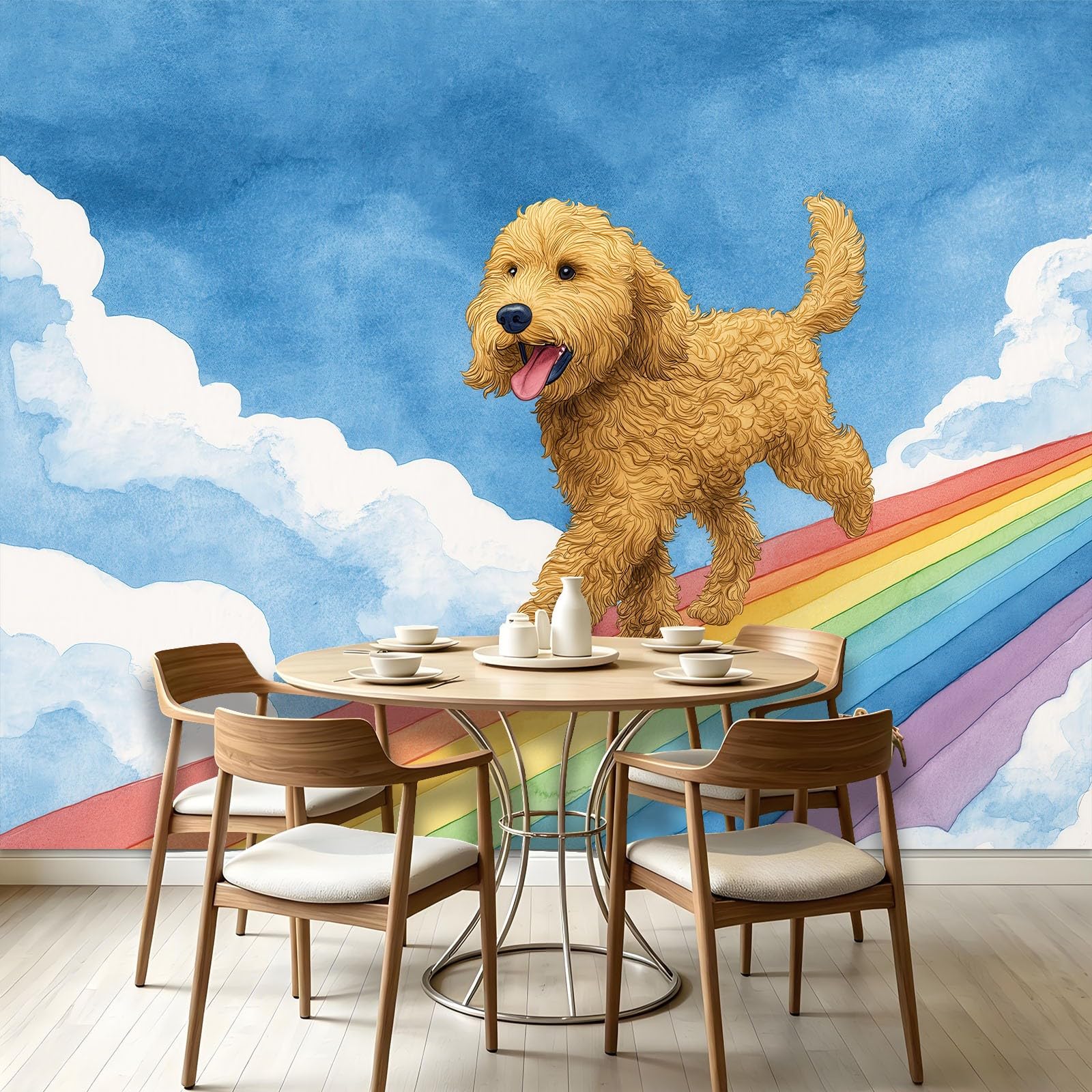 Générique Panoramiczna tapeta, uroczy pies 200 x 140 cm plakat 3D olbrzymi mural - Arcenciel Cartoon Tapeta do salonu, pokoju dziecięcego dla dorosłych i gabinetu dekoracja restauracji