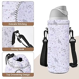 AUPET Water Bottle Sling Bag Carrier Crossbody Sleeve,Insulated Neoprene Bottle Case Holder Pouch Cover 500ML/17oz with Shoulder Strap for Walking Women Men (Cozy Pet lifestyle)