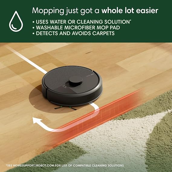 Roomba 105 Combo Robot Vacuum & Mop + AutoEmpty Dock - Self-Empties for 75 Days, Intense Power-Lifting Suction, LiDAR Navigation, Multiple Cleaning Modes, Avoids Mopping Carpet, Works with Alexa