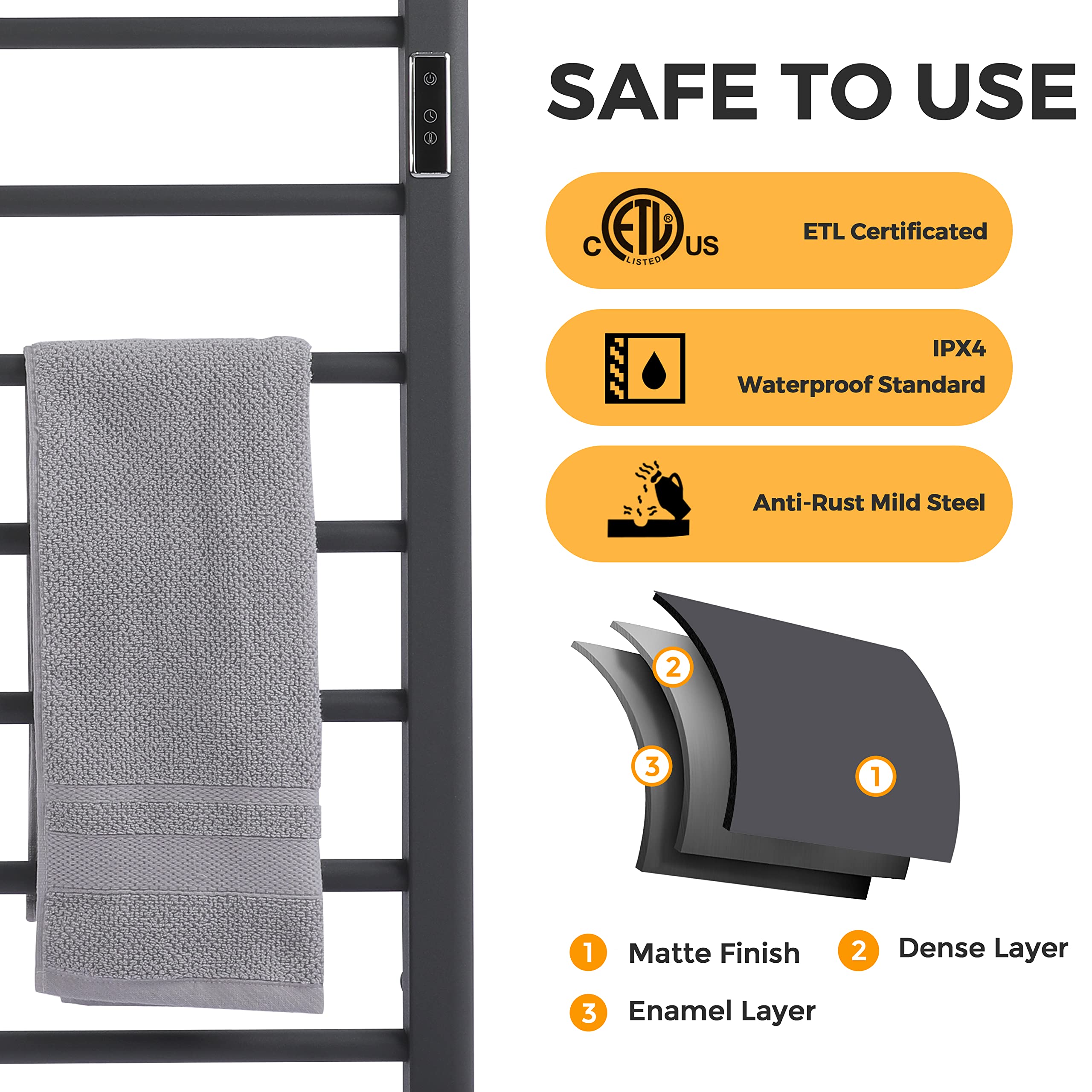 Snapklik.com : 8 Bar Timer/Temperature Control Towel Warmer, Heated ...