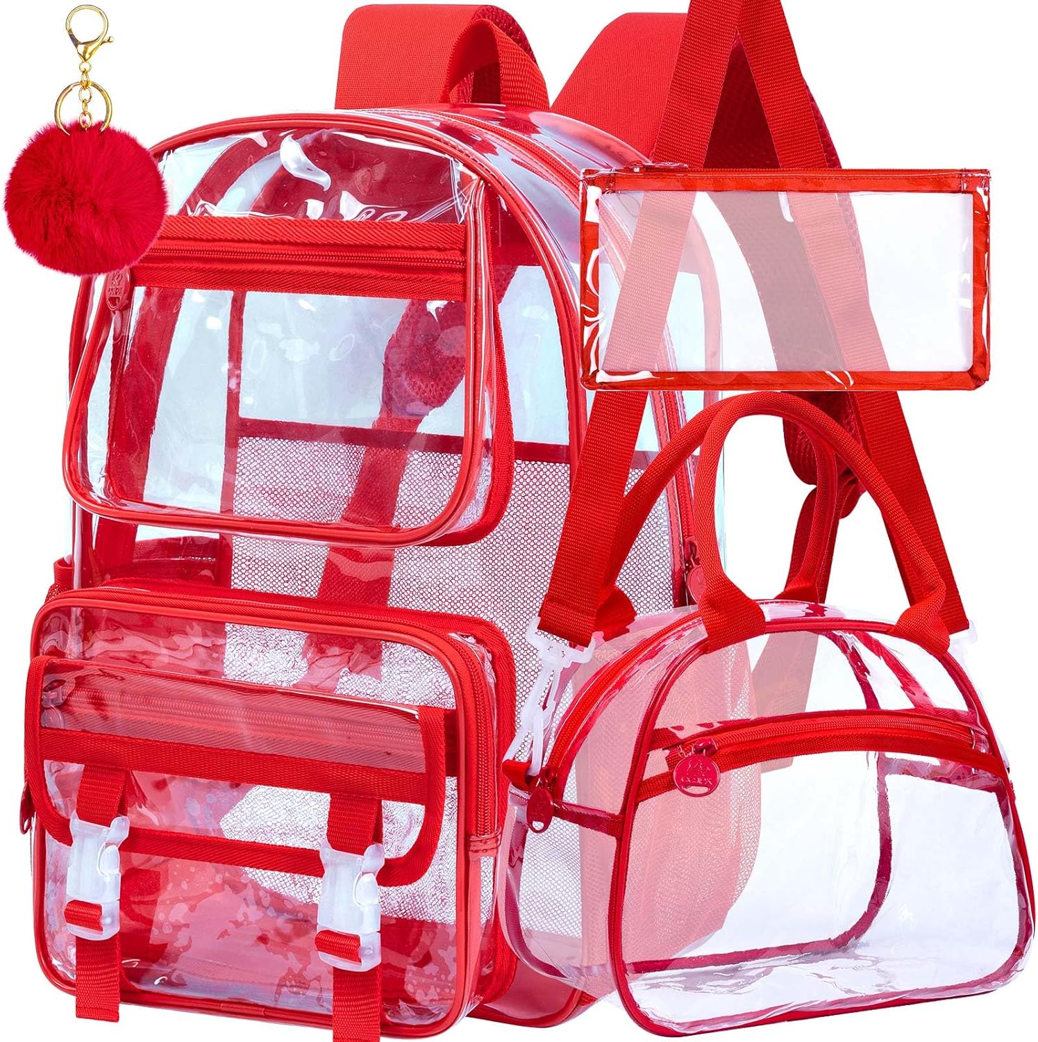 KLFVB Clear Backpack, Heavy Duty Transparent Bookbag, See Through Sequin Backpacks - Image 9