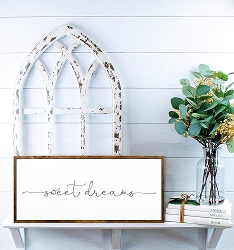 10x20 inches, Sweet Dreams Wooden Sign Inspirational Quote Decor Farmhouse Bedroom Nursery Home Accent Unique Gift Idea Distressed Wood Rustic