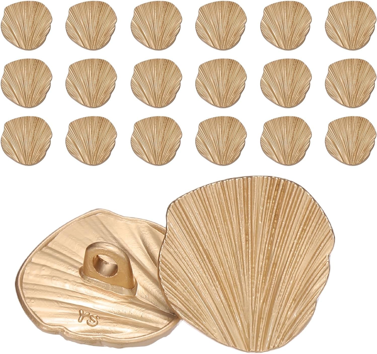 uxcell 20pcs Metal Shank Gold Buttons, 18mm/0.7inch Fan-Shaped Decorative Sewing Buttons for Men Women Uniforms Dresses Coat Suits Blazer DIY Crafts