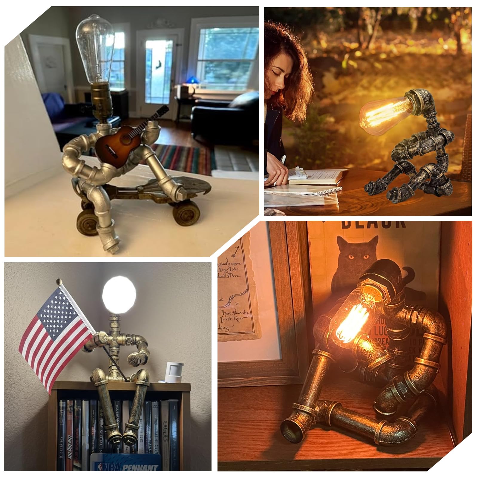 Steampunk Table Lamp - Industrial Retro Design -3