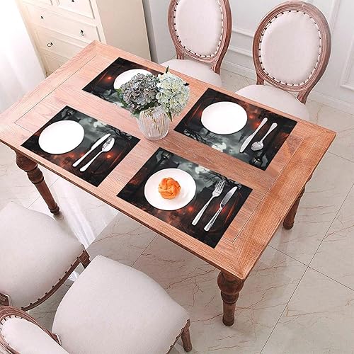 Miniatura 4 de 6 PCS PVC Placemats Set Place Mats Bad Weather Non-Slip Weave Place Mats 12" x 18" Farmhouse Table Mat Set for Family Dinners Wedding Parties