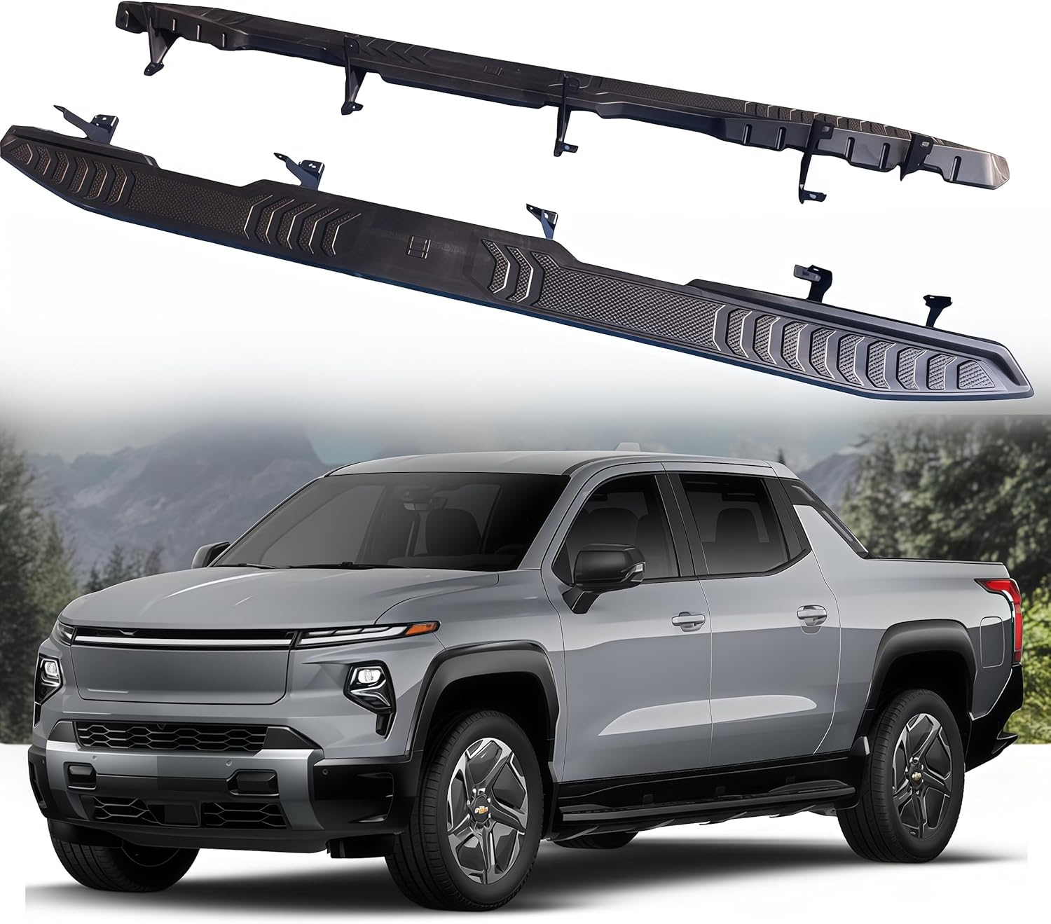 OEM Running Board fits for Chevrolet Silverado EV 2022+ Side Step Nerf Bars Rail Accessories Pedal Protector Aluminum with Brackets