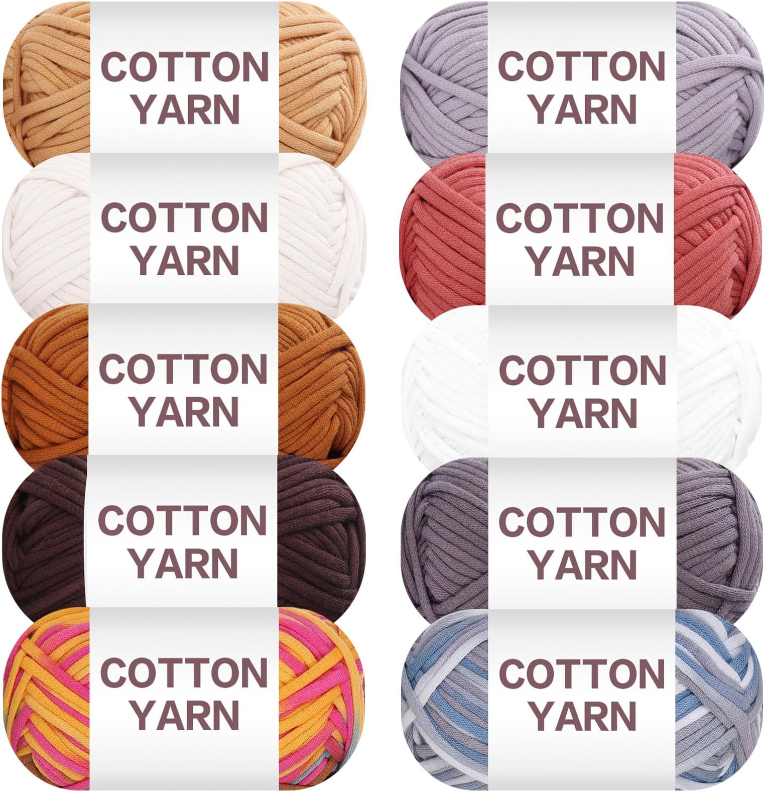 – 10×50g Beginners Yarn Kit for Crocheting and Knitting,Cotton Nylon Blend Yarn for Hand DIY Bag Basket Dolls and Cushion C