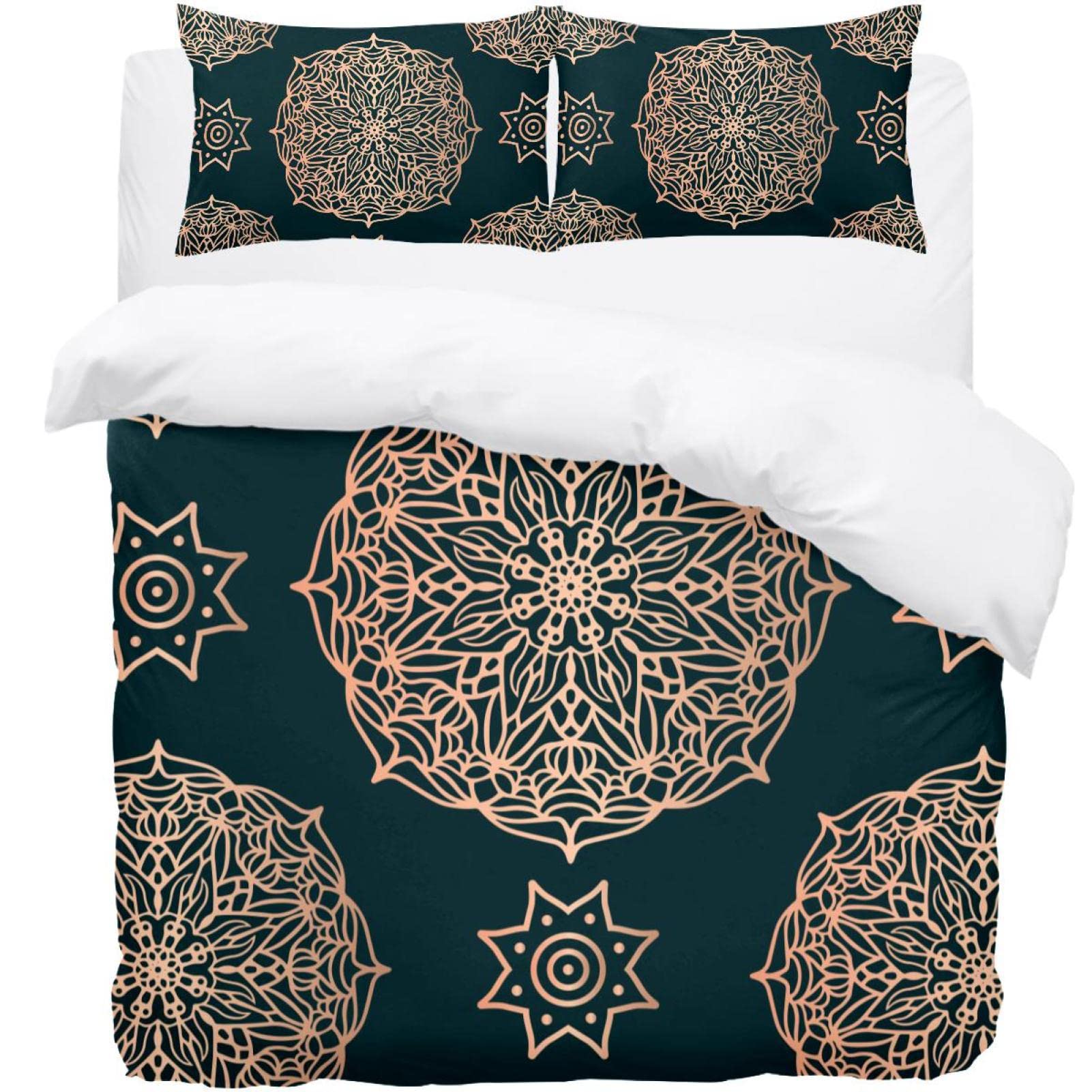Parure de lit motif mandala anti-froid confortable avec 2 taies