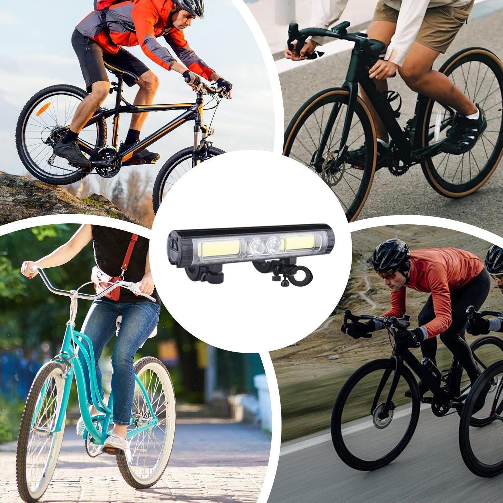 Faros Bicicleta Noche Recargable USB Impermeable 4 Modos