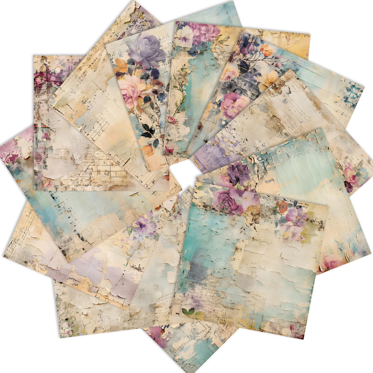 24 stuks scrapbooking papier 15 x 15 cm vintage
