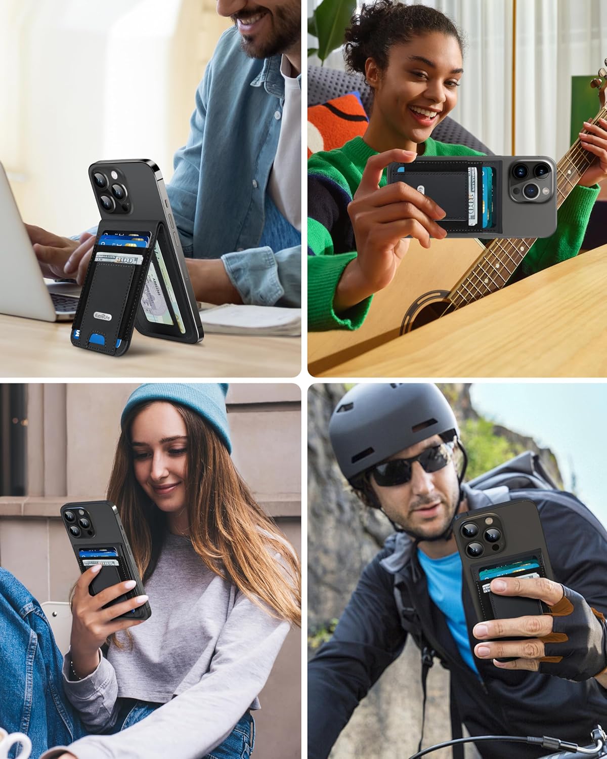 For Magsafe Wallet Stand, Strongest Magnetic Wallet for iPhone 17/16/15/14/13 Series, for iPhone Walle t with Adjustable Stand, ID Window, 4 Card Slot, Hold 10 Card, VeganLeather, RFID Blocking, Black - Image 9