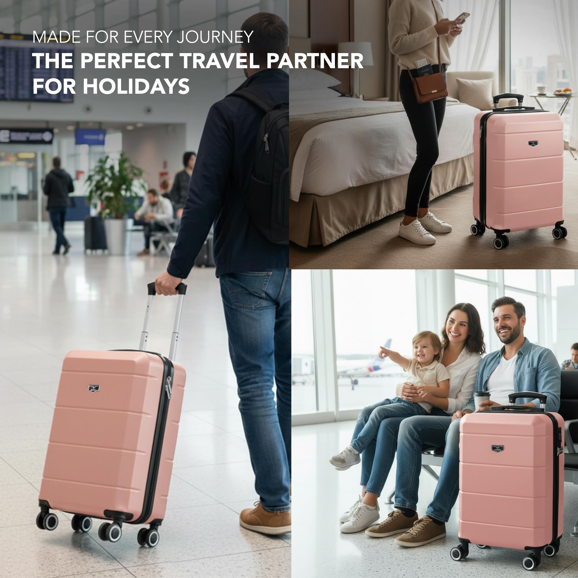LUGG - Jetset 40cm Suitcase - 40x30x20cm- Ryanair Compatible - Underseat Size - Hard Shell ABS - Spinner & Removable Wheels - Lightweight Travel Luggage- Cream/Brown — view 202