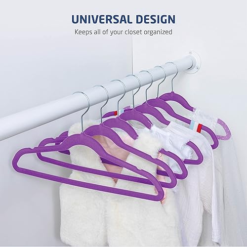 Miniatura 2 de Zober Perchas infantiles de terciopelo para armario, paquete de 30 perchas antideslizantes para camisas, pantalones y vestidos con gancho giratorio,