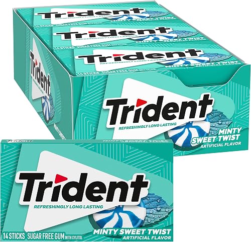 Trident Minty Sweet Twist Gum, 12 Packs of 14 Pieces (168 Total Pieces)