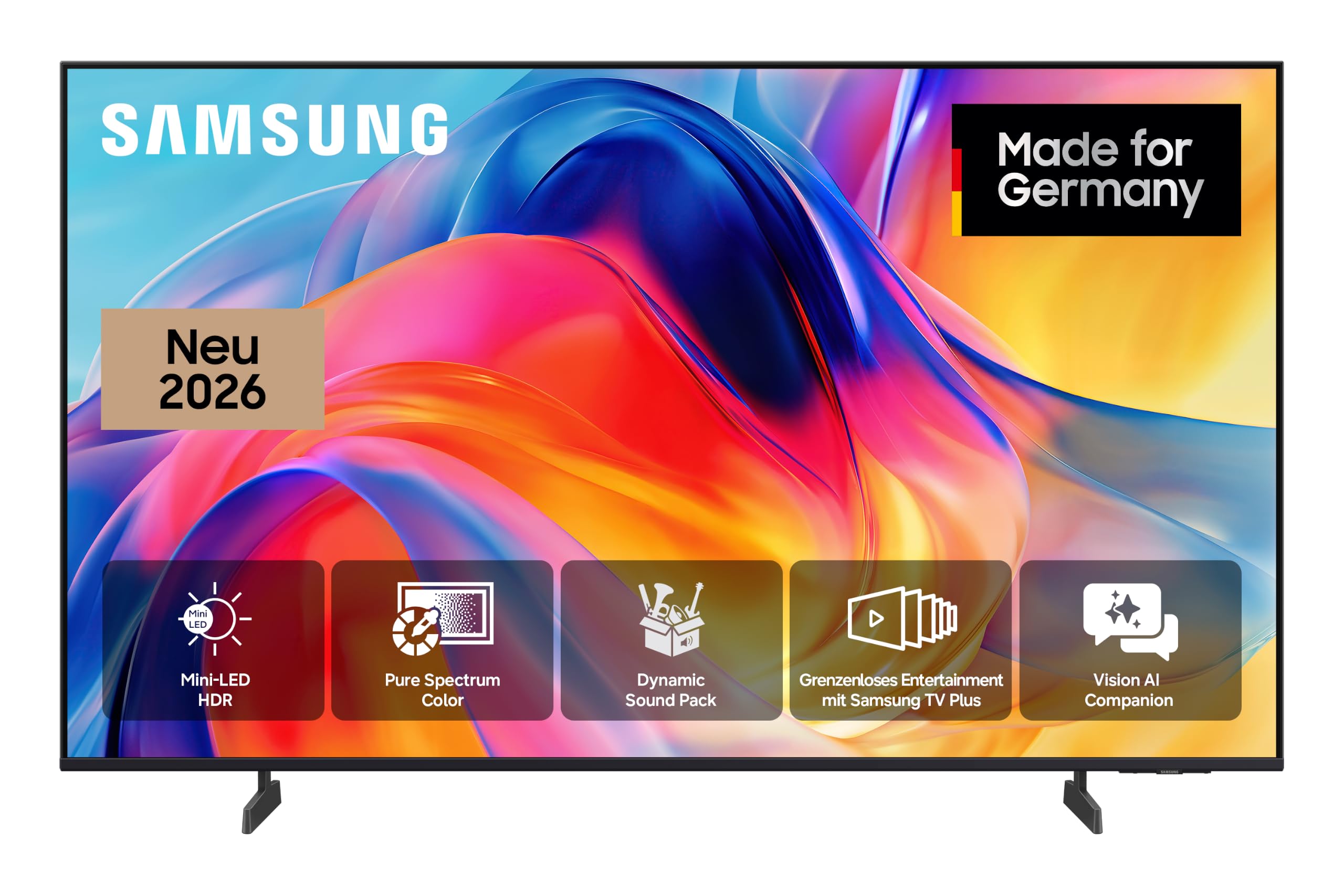 Samsung Mini LED M70H 4K 43 Zoll (108 cm), UHD Fernseher, Mini LED HDR für beeindruckende Details, Motion Xcelerator 144Hz, Dynamik Sound Pack, AI Companion für Fragen, kostenlos 900 Sender, Smart TV