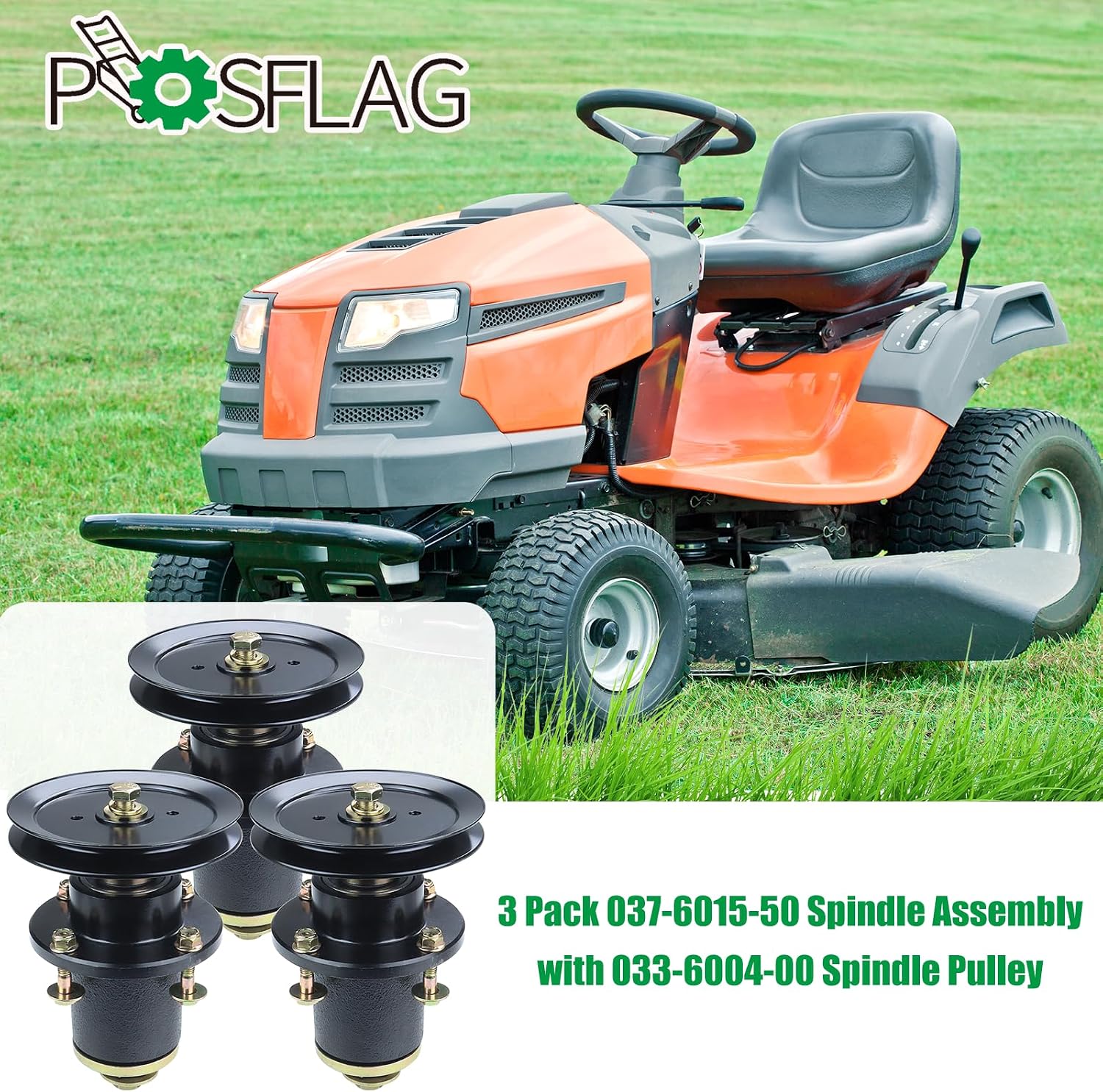 3 Pack 037-6015-50 - Spindle Assembly with 033-6004-00 Pulley Replaces 037-6015-00- Spindle Assembly Bad Boy 037-6015-00, 037 6015 50, 037601550 for Bad Boy ZT Elite 60, Maverick 60 Decks