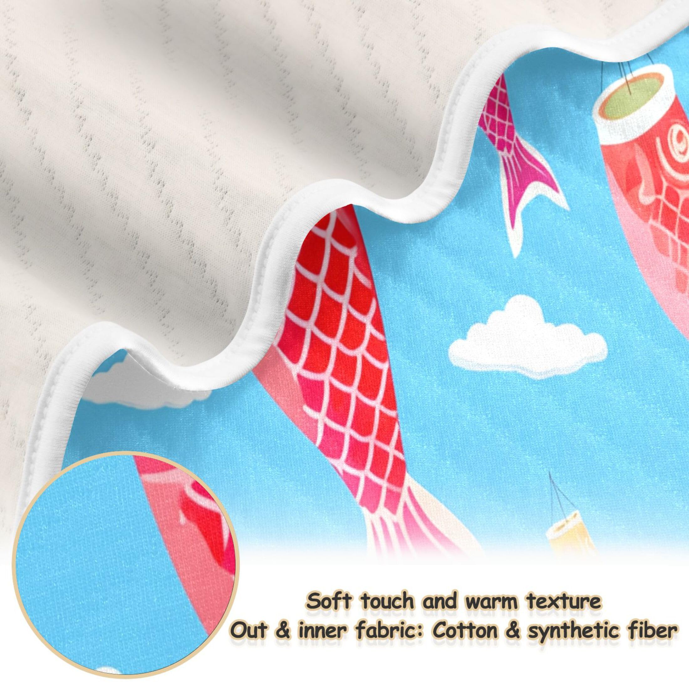Burbuja Colorful Japanese Windsocks Baby Blanket for Boys Girls, Nursery Soft Warm Swaddling Receiving Baby Blankets, 30x40 in Toddler Blanket