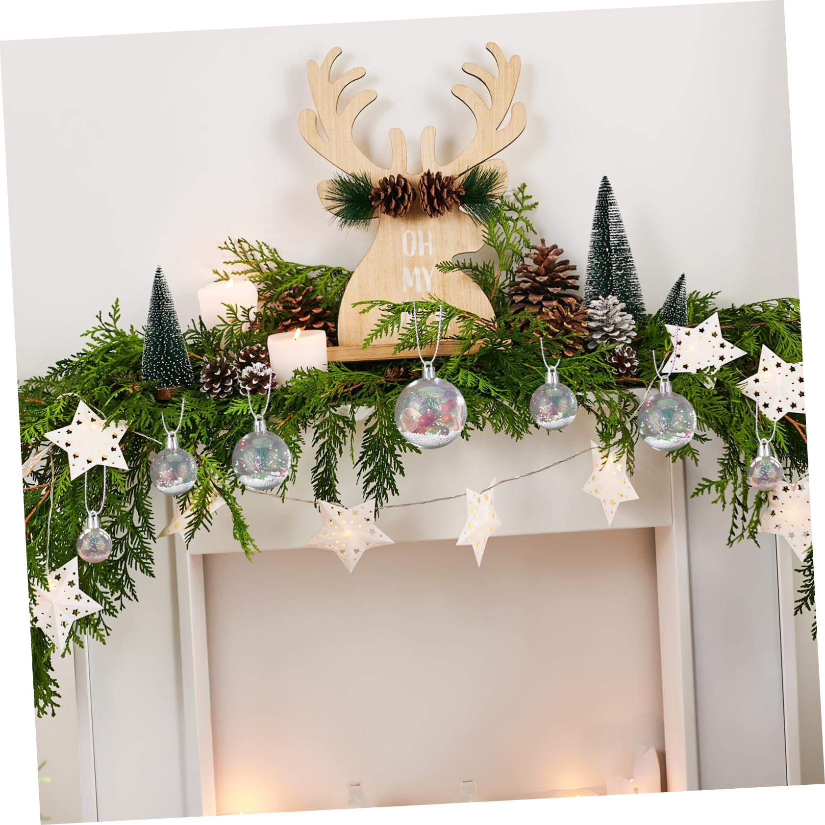 MAGICLULU 18pezzi Palline di Natale Trasparenti in Plastica Ornamentali da Appendere per Albero di Natale Dimensioni per Decorazioni Festive Casa