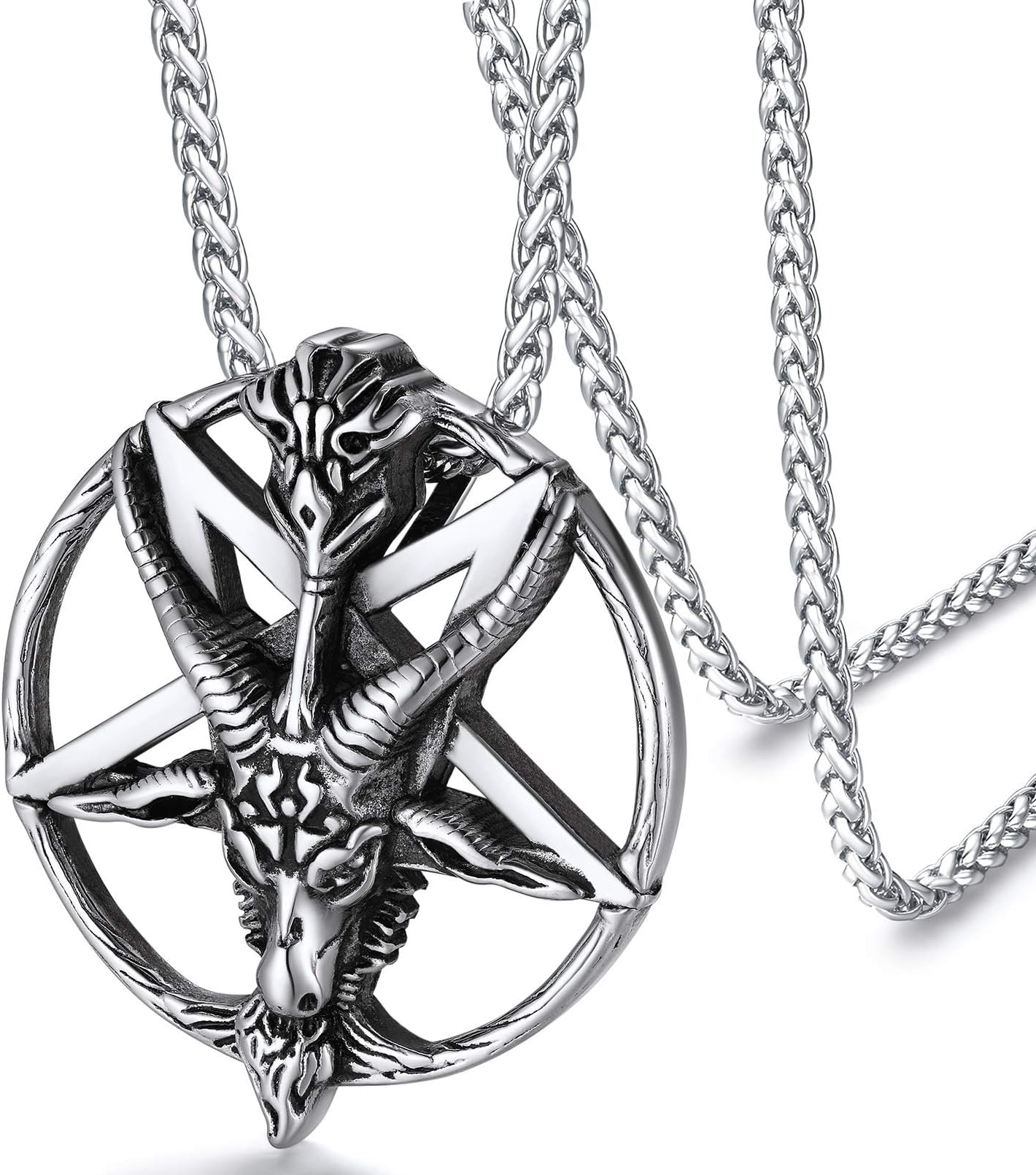Leviathan Satanic Brimstone Cross Necklace, Gold Plated Stainless Steel Satan Church Jewelry, Alchemical Symbol for Brimstone Pendant Satan Goat Necklaces for Men with Gift Box