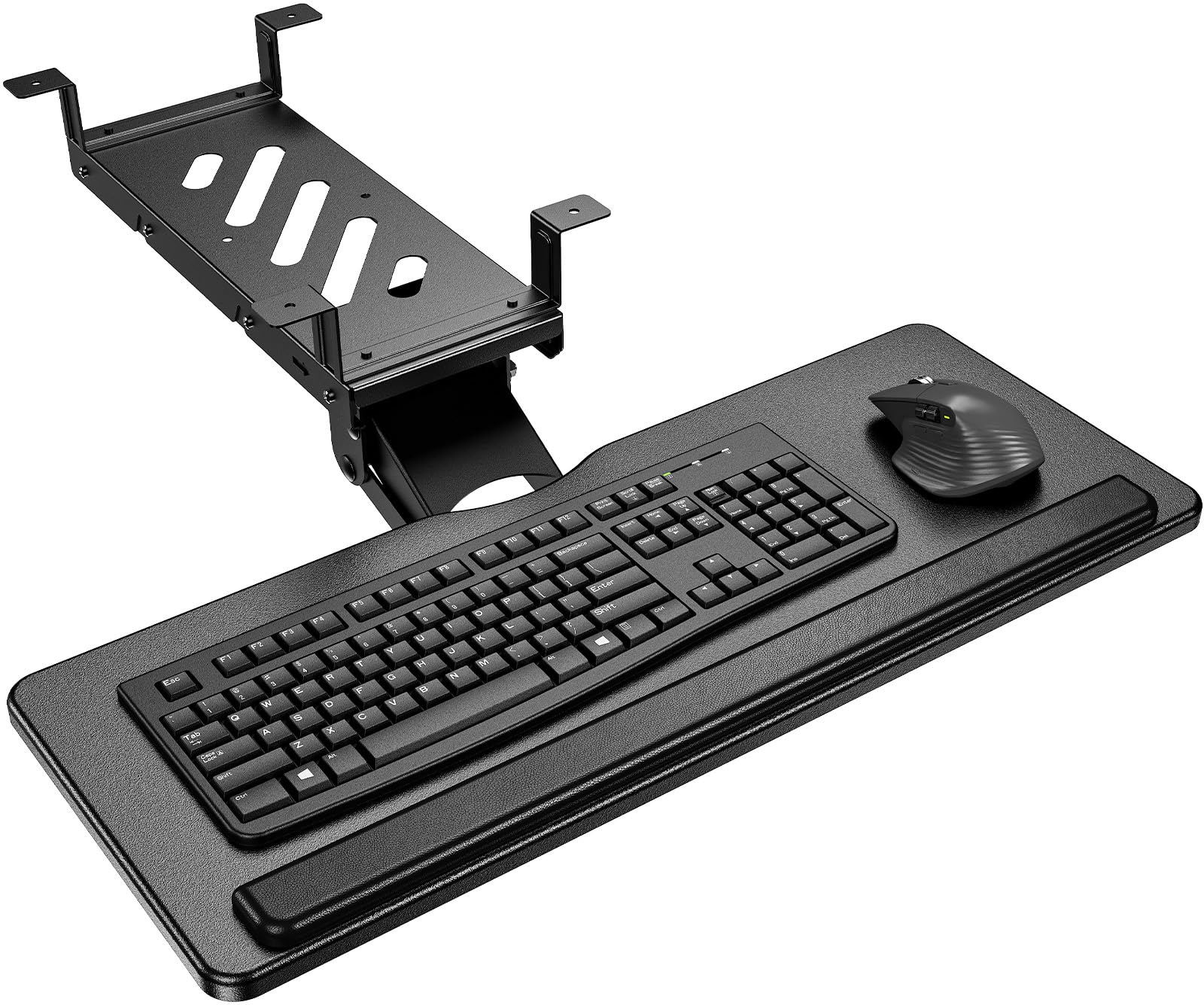 HUANUO Keyboard Tray Under Desk Adjustable Ergonomic Keyboard Mouse Tray Flat Bottom Or Cross Beam Installation Smooth Sliding