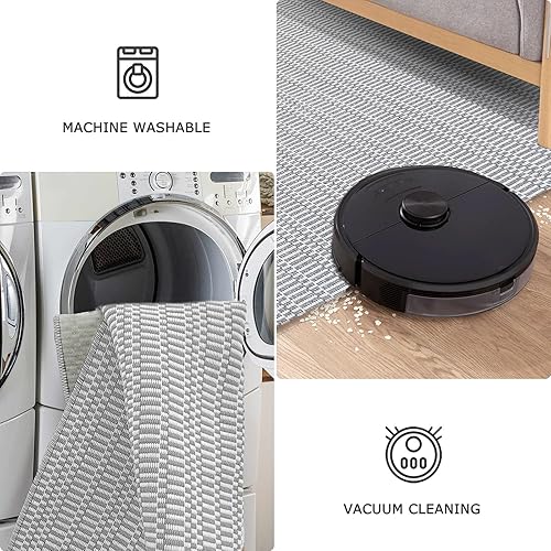 Miniatura 5 de KOZYFLY Alfombra lavable de 4 x 6 pies, con parte trasera de goma, para entrada, dormitorio, alfombra bohemia de entrada, alfombra trenzada de