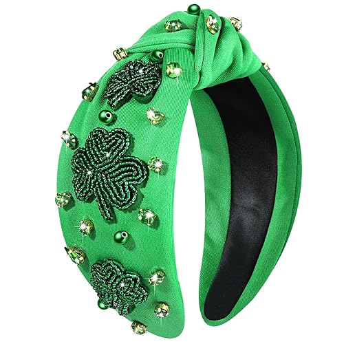 mokkia Diadema para el día de San Patricio, accesorios para mujer, diadema verde irlandesa de trébol de la suerte con diamantes de imitación, mokkia Diadema para el día de San Patricio, accesorios para mujer, diadema verde irlandesa de trébol de la suerte con diamantes de imitación,