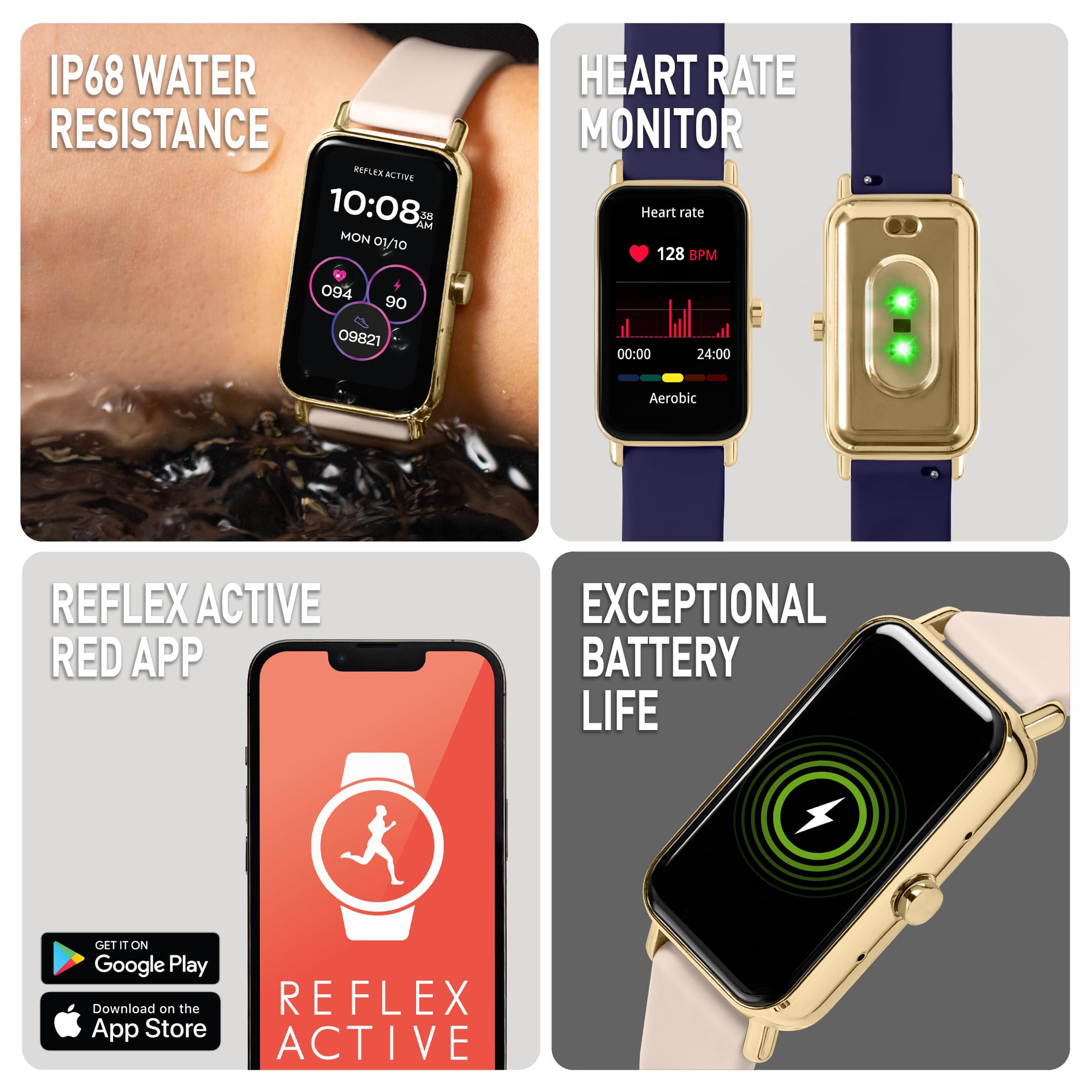 Reflex Active Seria 53 Inteligentny zegarek z wymiennym paskiem w kolorze cielistym i niebieskim