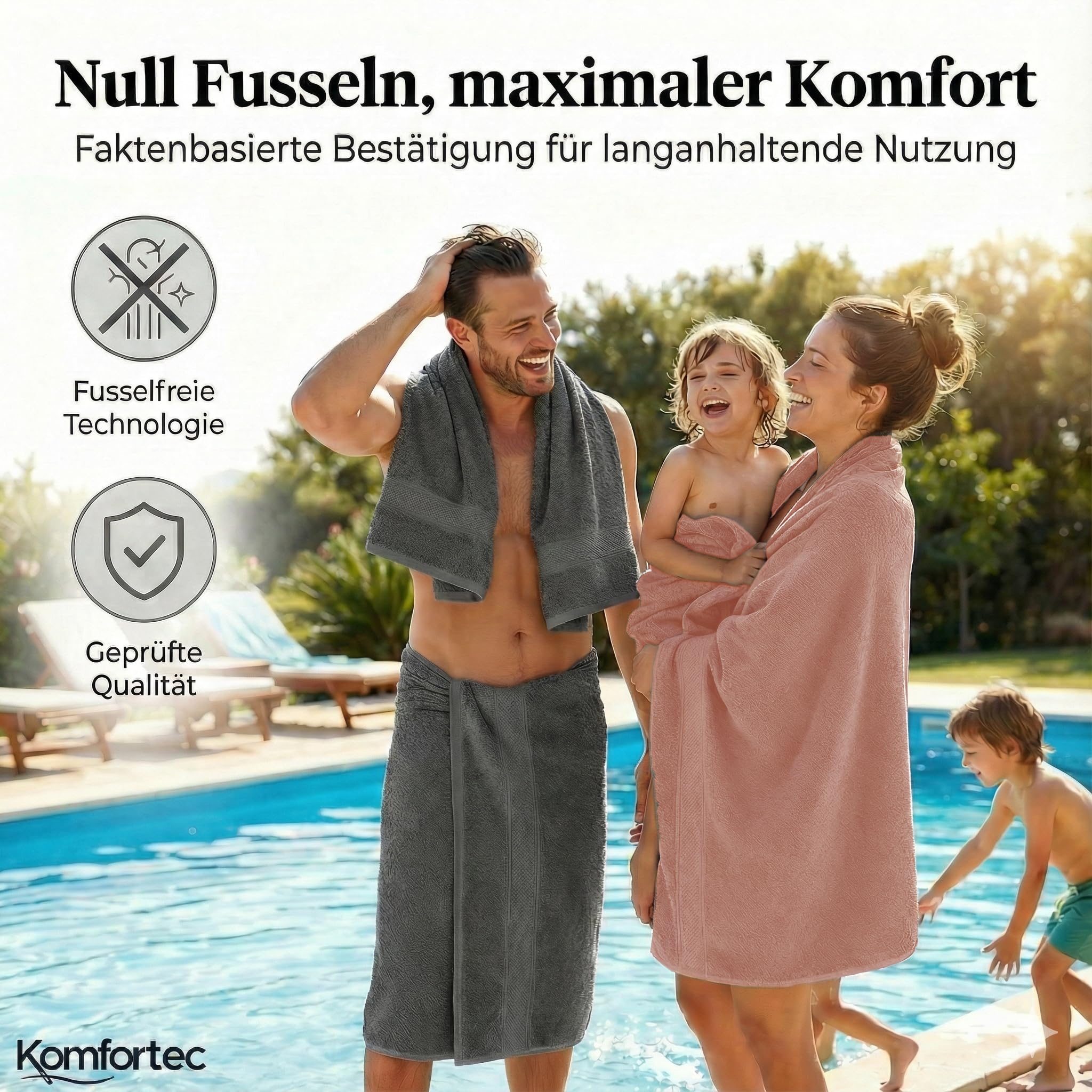 Komfortec Komplet Ręczników, Bawełna, Szary/Różowy, 8 sztuk