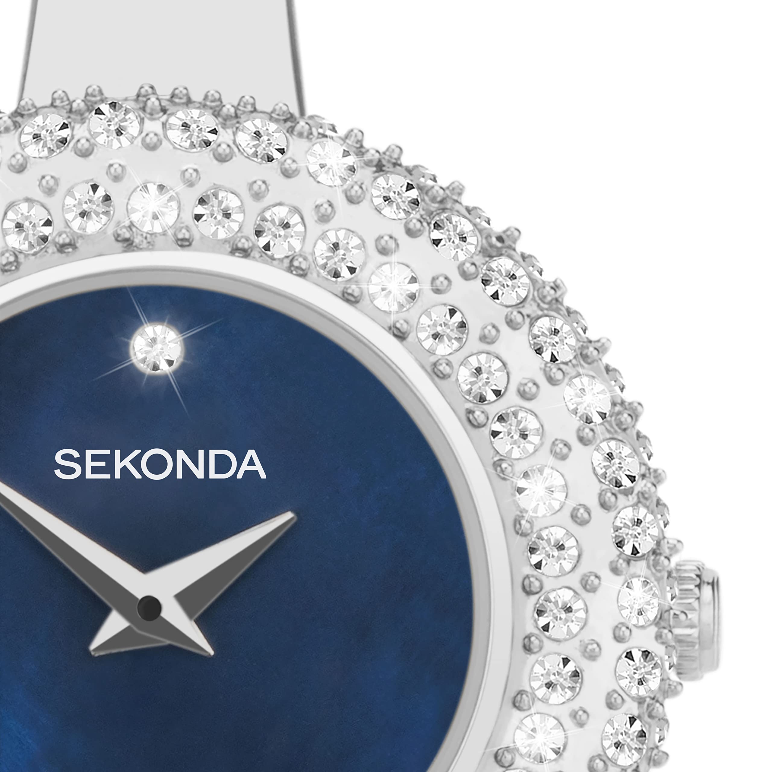 Sekonda Radiance damski zegarek kwarcowy 30 mm w kolorze niebieskim z masy perłowej z wyświetlaczem analogowym i srebrnym mosiężnym paskiem 40587