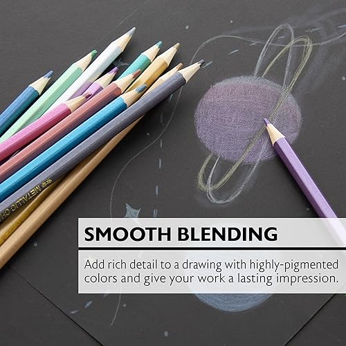 Miniatura 3 de BAZIC - Lápices de colores metálicos, 12 tonos brillantes, juego de lápices preafilados para dibujar y colorear, suministros de arte profesionales