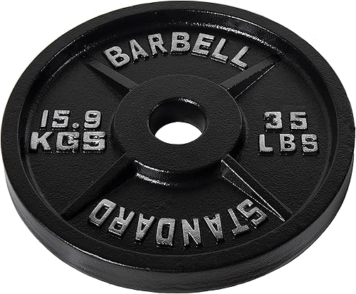 Miniatura 3 de BalanceFrom Cast Iron Plate Weight Plate for Strength Training and Weightlifting, Olympic or Standard